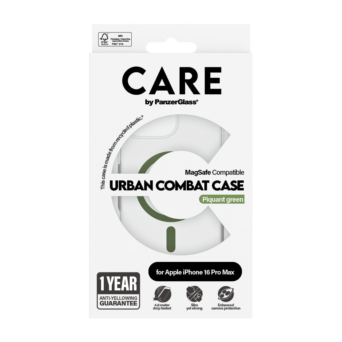 EAN 5715685004384 - PanzerGlass CARE™ by ® Urban Combat Case Transparent w. Green MagSafe iPhone 16 Pro Max funda para teléfo imagen 3