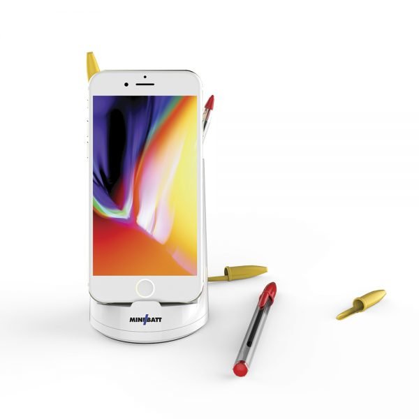 Mnibatt Cargador Inalámbrico Qi De Sobremesa Color Blanco - Diseño De Lapicero - Dos Bobinas De Inducción De 10w