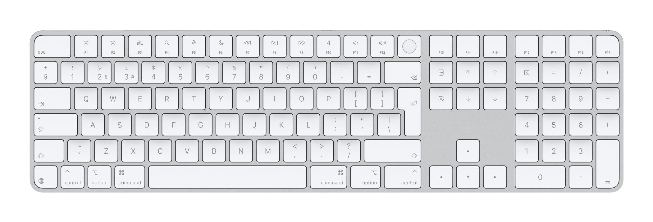 Apple Magic Keyboard Con Touch Id Y Teclado Numérico Plateado/Blanco, Diseño Para Reino Unido, Para Modelos Mac Con Chip Apple Mxk73b/A