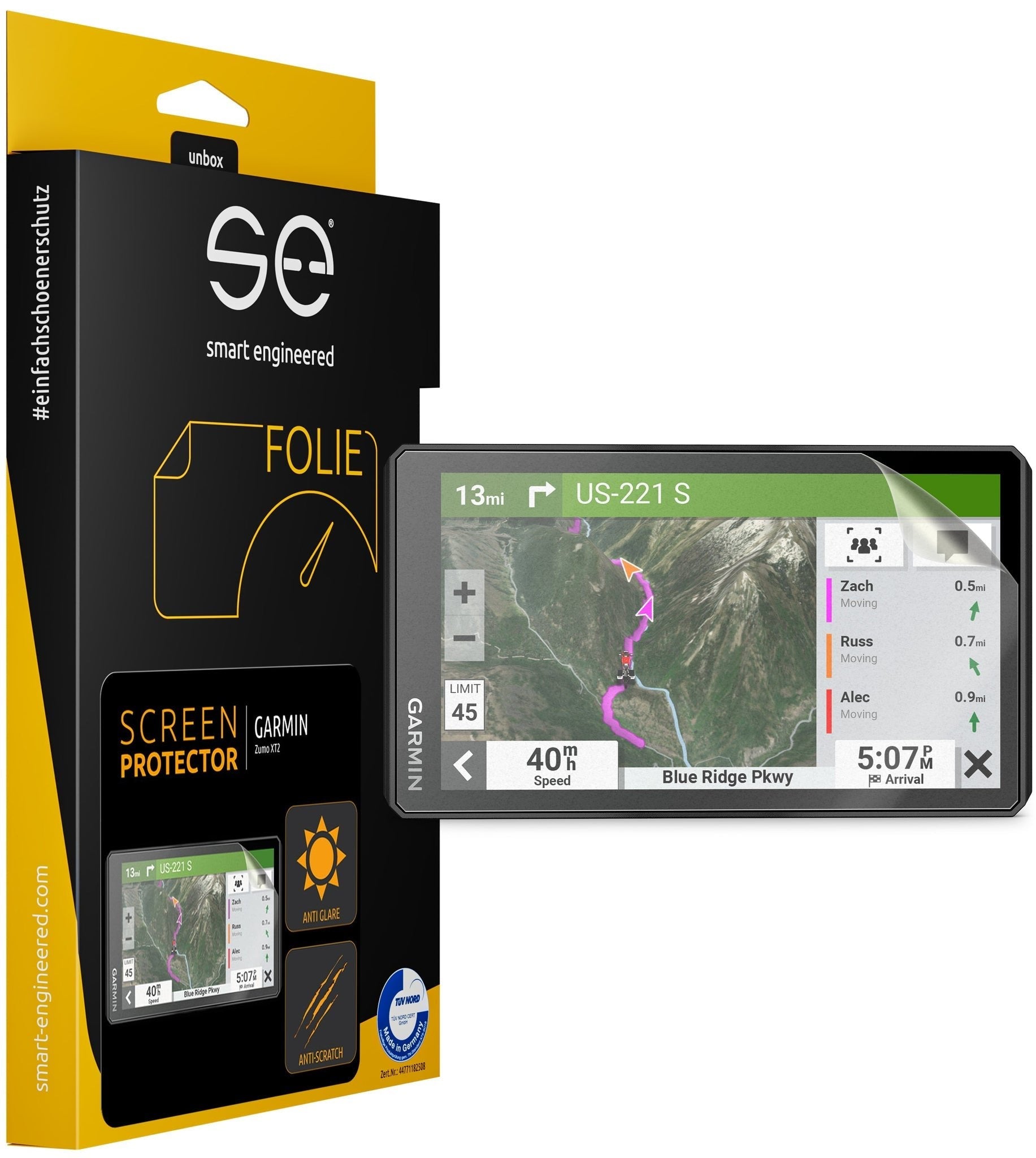 Se 3d Cockpit Protector De Pantalla Klar & Entspiegelt (Vpe 2) Garmin Zümo Xt2