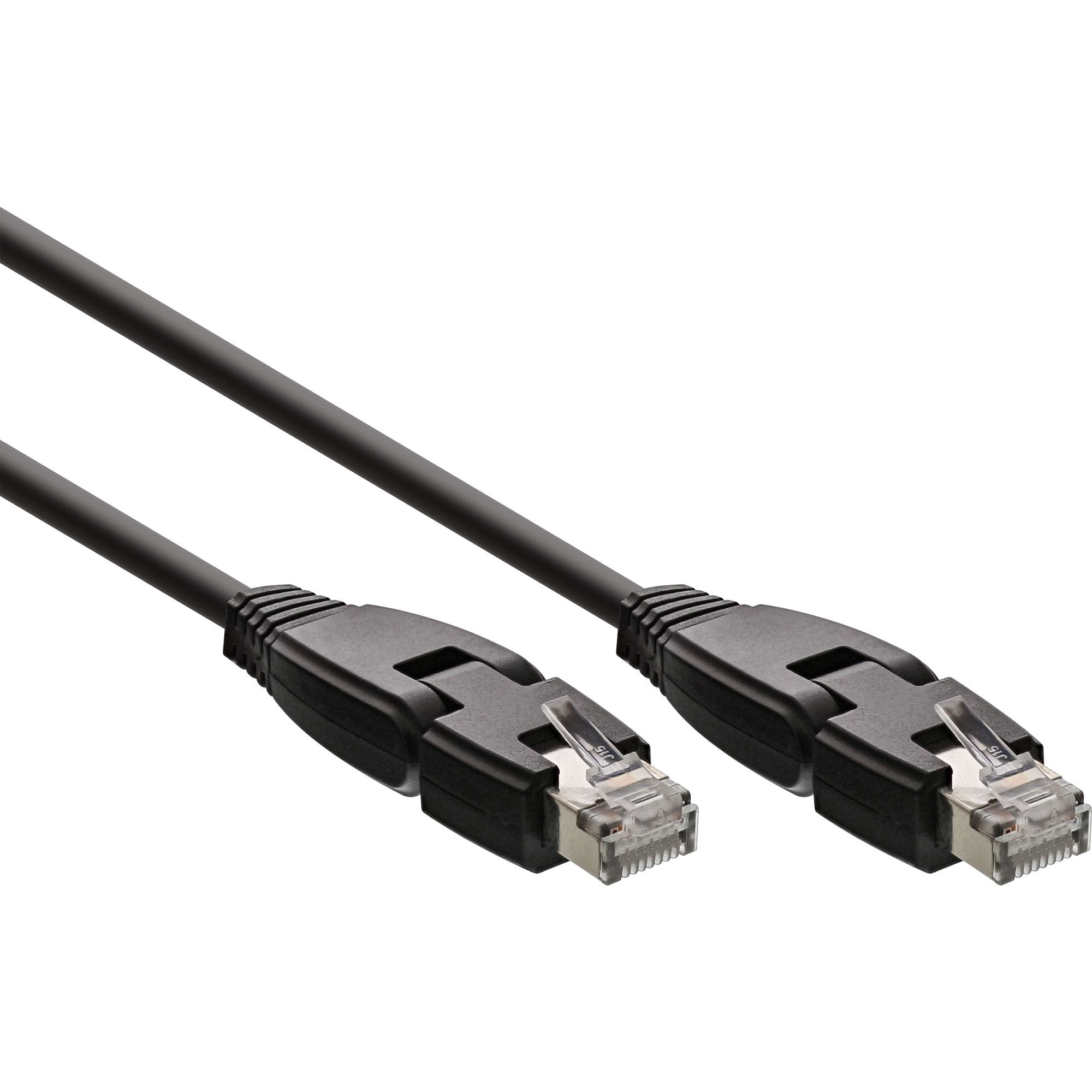 Cable De Red Inline 180° S/Ftp Pimf Cat.6a 500mhz Libre De Halógenos Cobre Negro 1m
