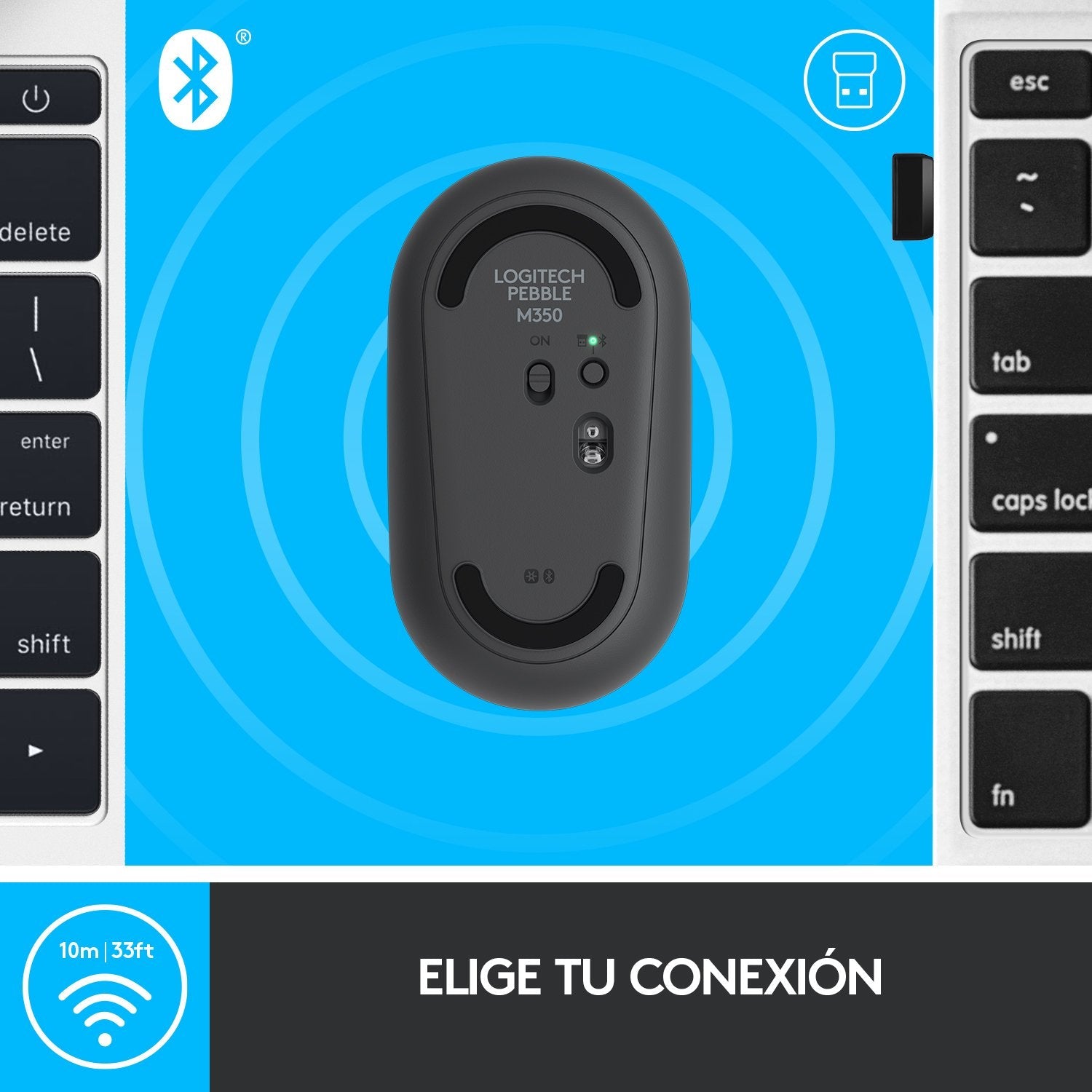 Ratón Inalámbrico Logitech Pebble M350 Grafito 910-005718