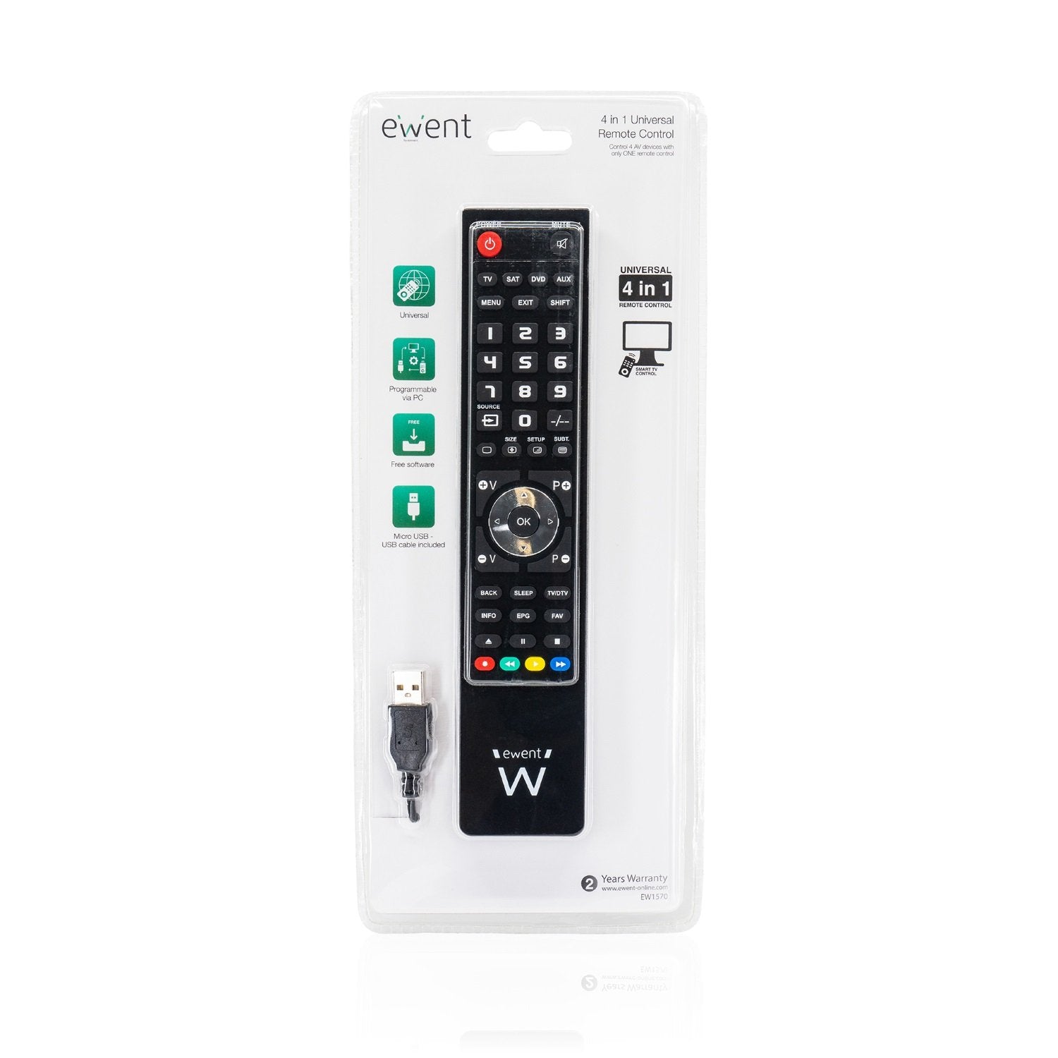 EAN 8054392614330 - Ewent EW1570 mando a distancia DTT, DVD/Blu-ray, Proyector, SAT, STB, Altavoz para barra de sonido, TV, U imagen 7