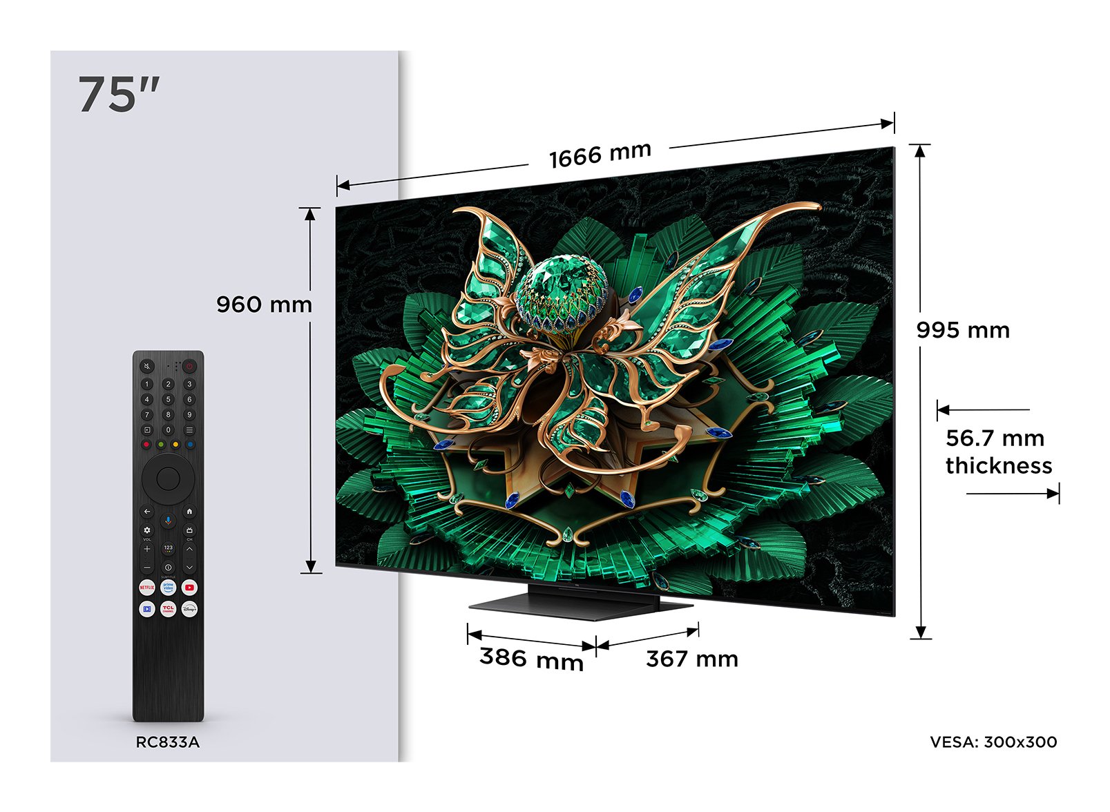 EAN 5901292525729 - TCL 75C7K Televisor 190,5 cm (75") 4K Ultra HD Smart TV Wifi Metálico 3000 cd / m² imagen 1