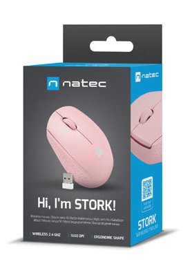Raton Natec Stork Optico Inalambrico 1600 Dpi Rosa