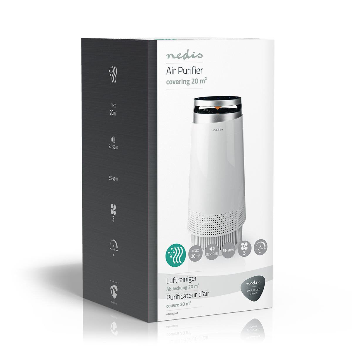 EAN 5412810319565 - Nedis AIPU100CWT purificador de aire 20 m² 50 dB 35 W Negro, Blanco imagen 7