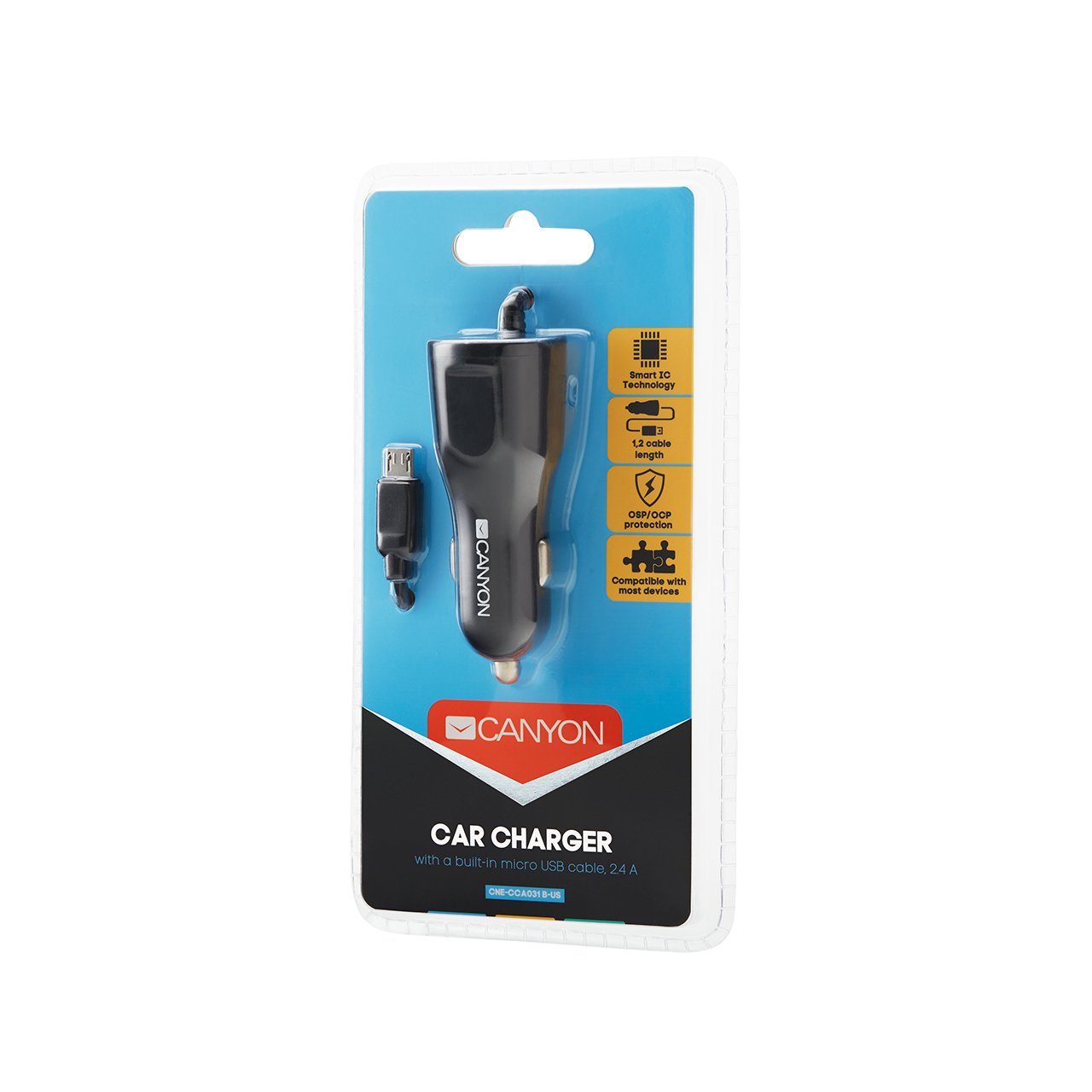 Canyon C-031 2.4a Usb-A Wbudowany Kabel Micro Usb