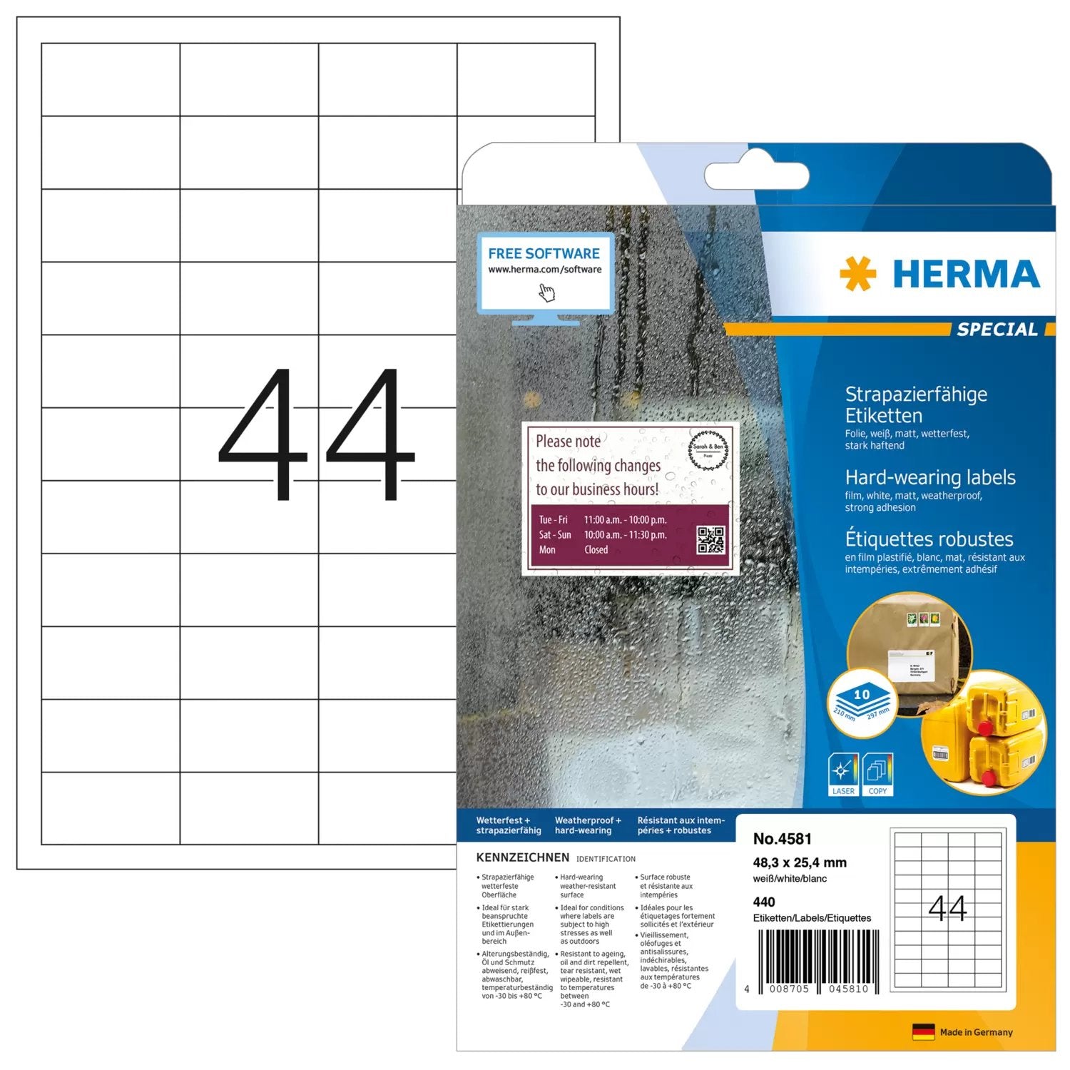 EAN 4008705045810 - HERMA 4581 etiqueta de impresora Blanco Etiqueta para impresora autoadhesiva imagen 1