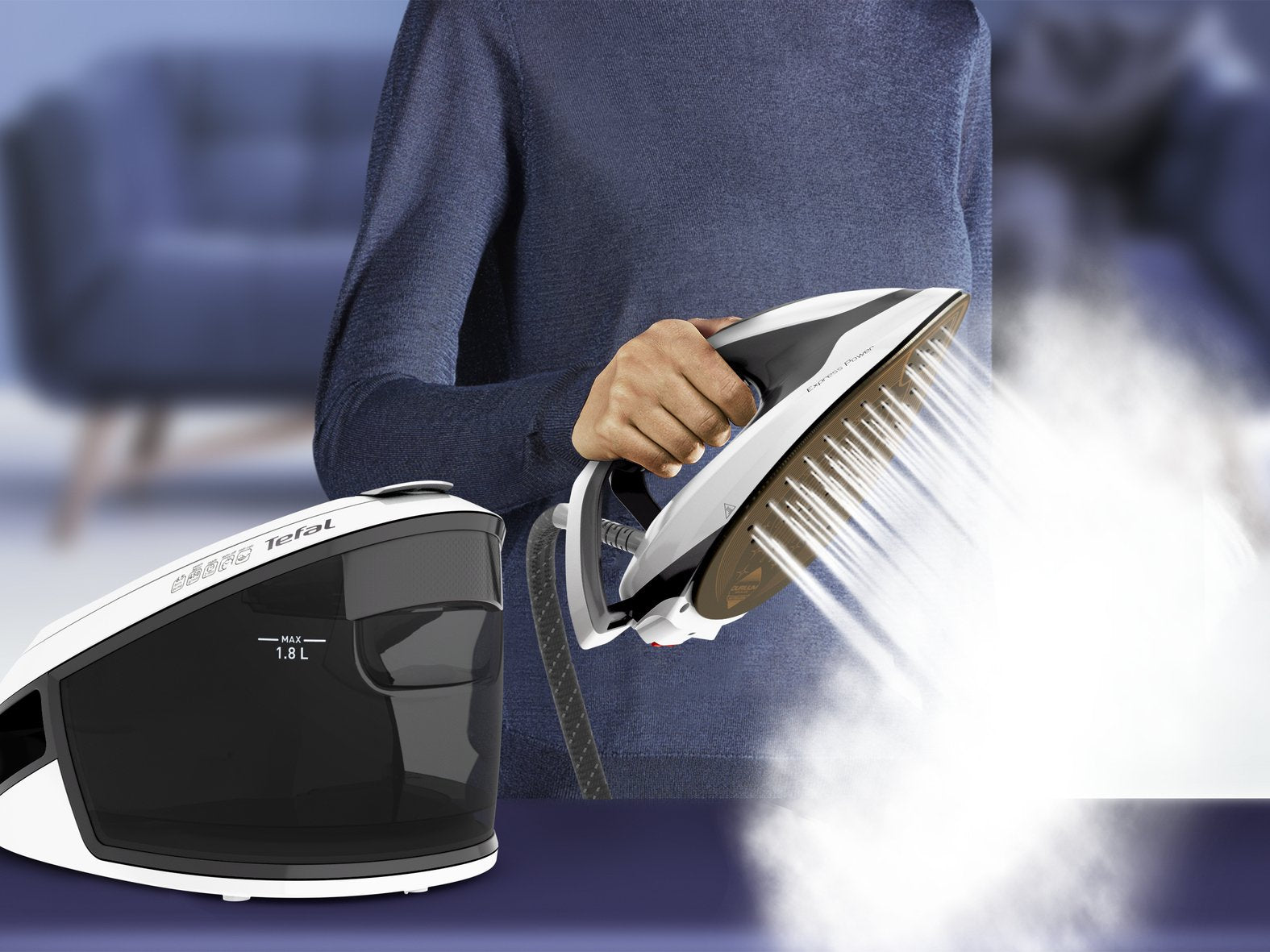 Tefal Express Power Sv8130 2800 W 1,8 L Durilium Airglide Autoclean Soleplate Negro, Blanco