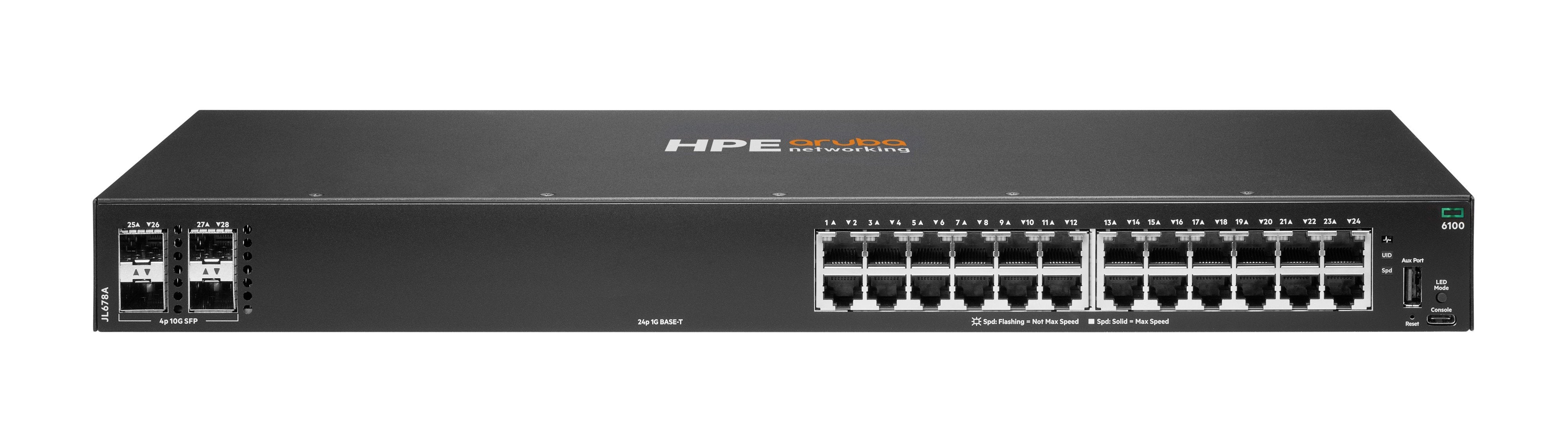 Aruba, A Hewlett Packard Enterprise Company Aruba 6100 24g 4sfp+ Gestionado L3 Gigabit Ethernet (10/100/1000) 1u Negro