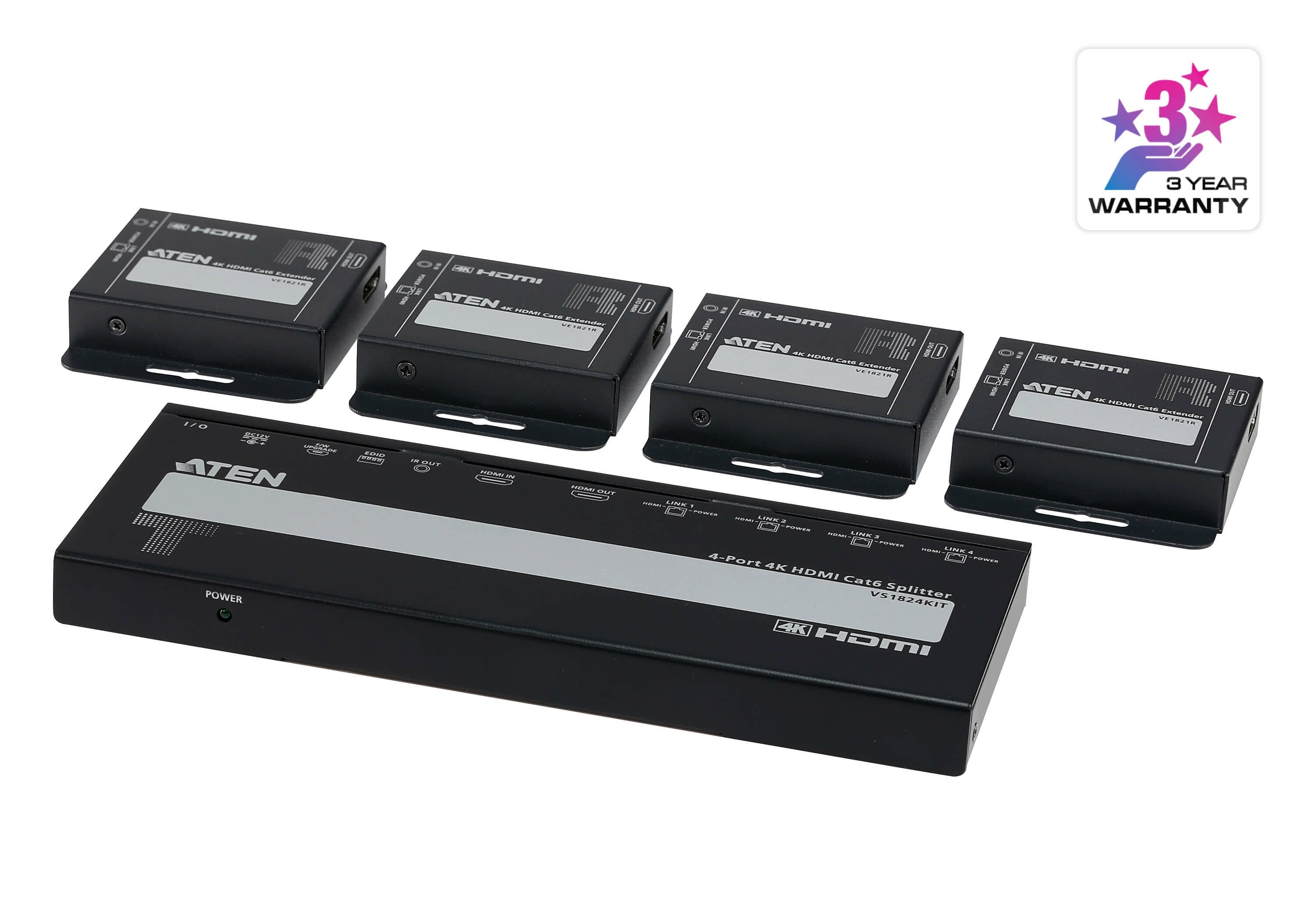 4-Port 4k Hdmi Cat 6 Splitter With 4 Receivers Kit, With