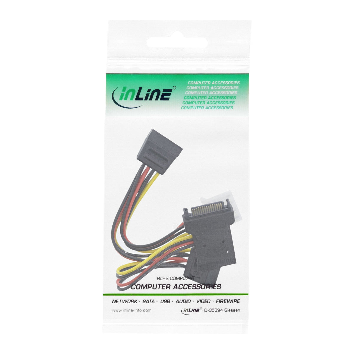 Adaptador De Alimentación Inline Sata Macho A Hembra A 2x Sata + Alimentación Molex De 4 Pines
