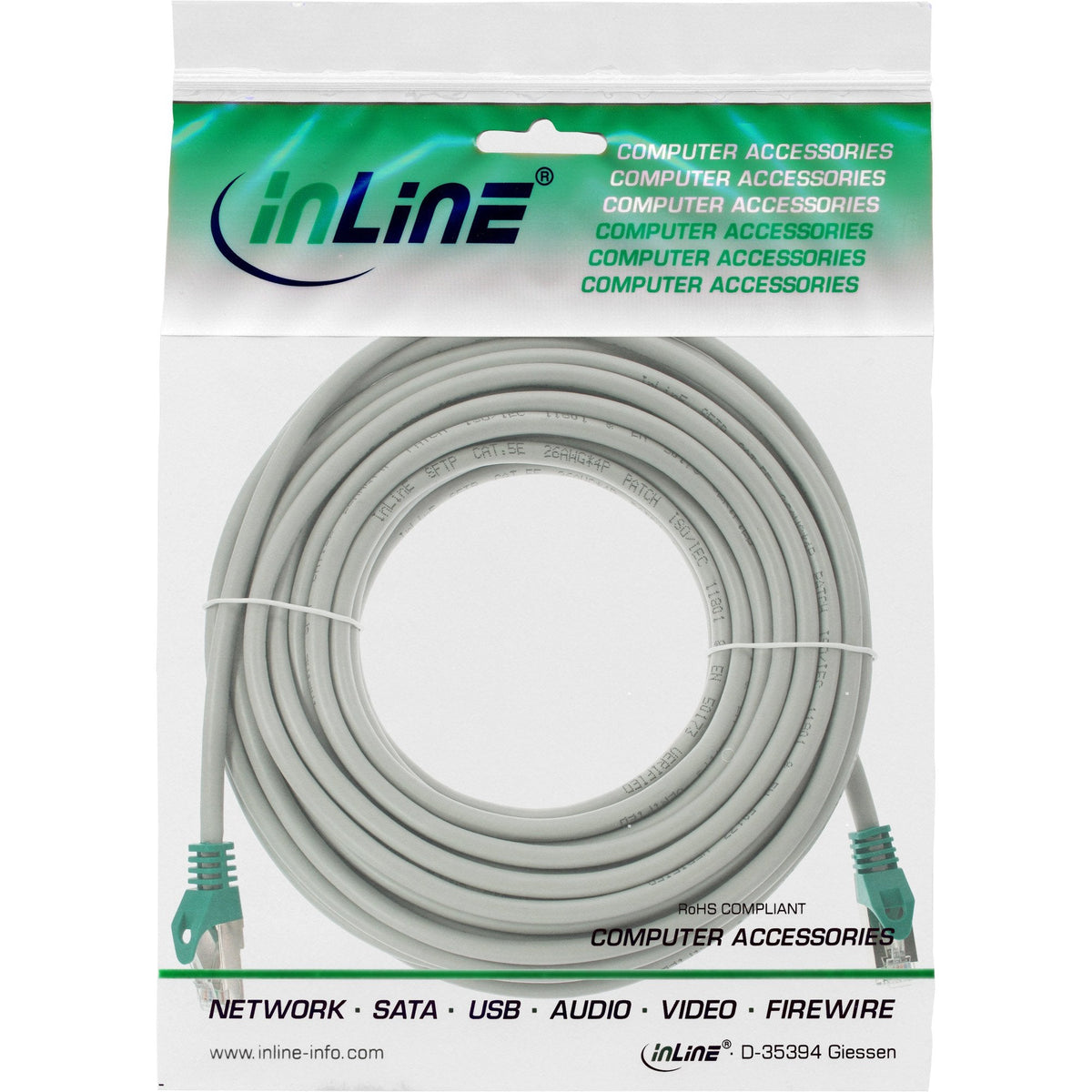 Inline Crossover Pc To Pc Cable De Red Sf/Utp Cat.5e Gris 10m
