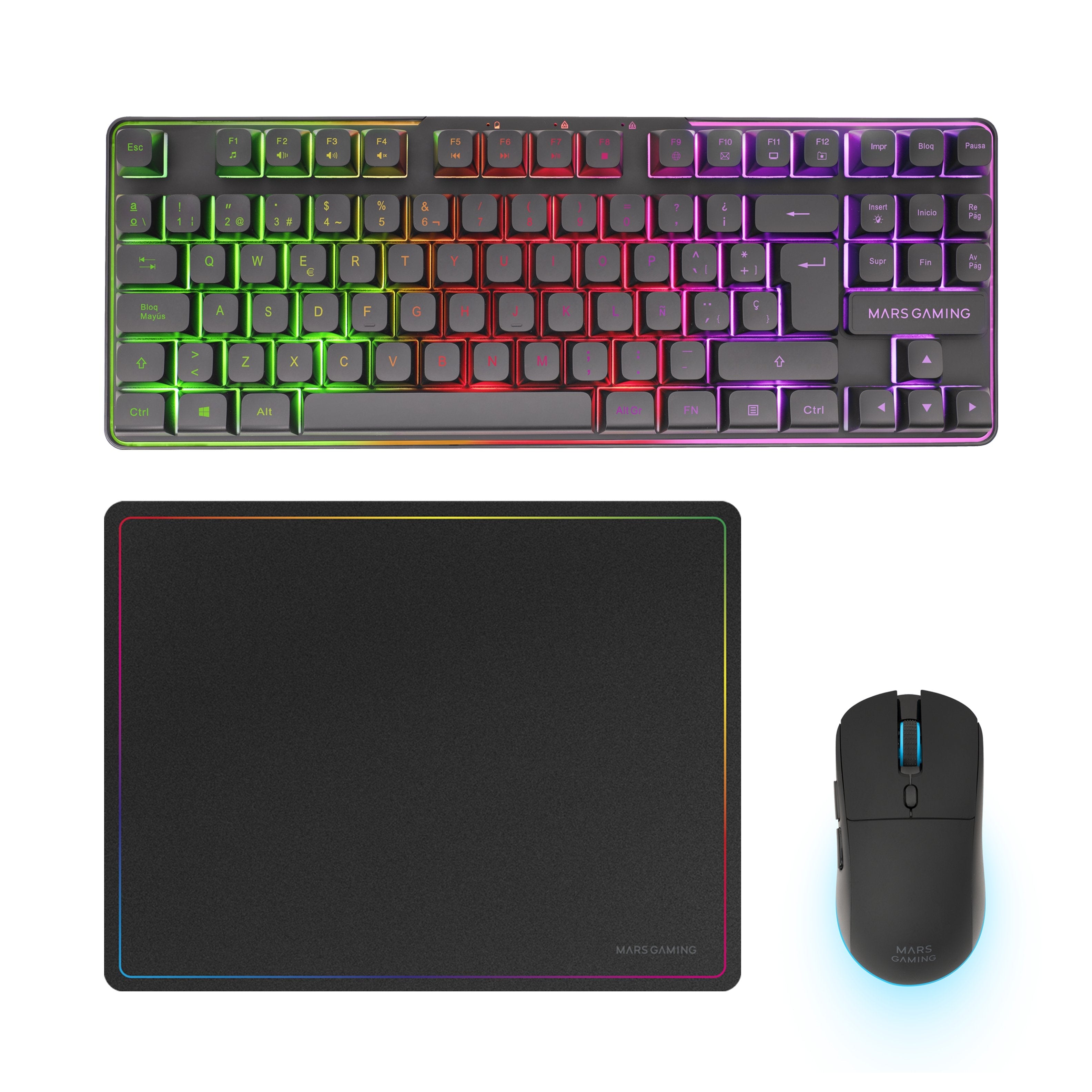 EAN 8435693111733 - Mars Gaming MCPWTKLES teclado Ratón incluido Juego RF inalámbrica + USB QWERTY Español Negro imagen 1