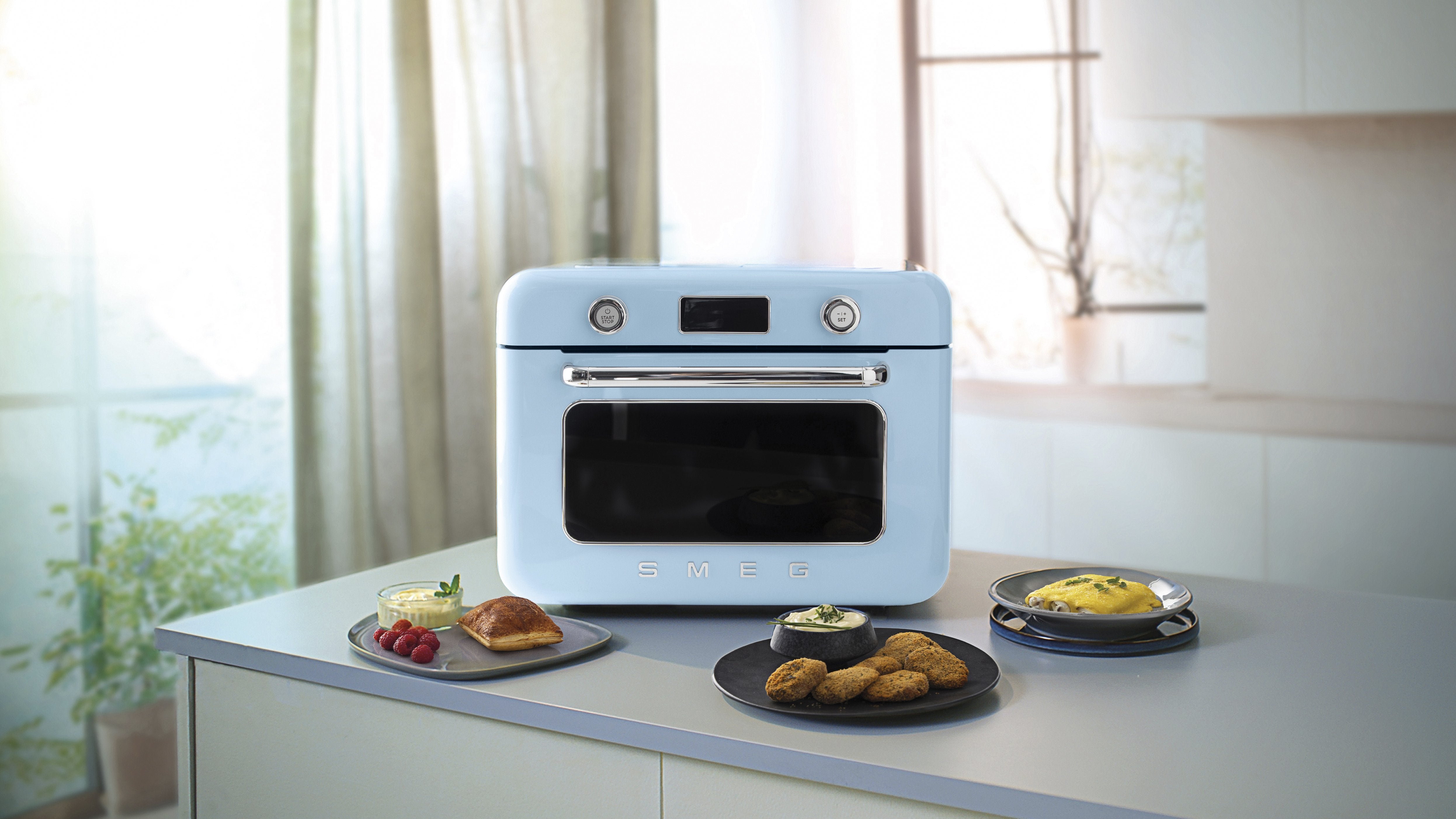 EAN 8017709333874 - Smeg COF01PBEU horno de vapor Pequeño Azul Botones, Giratorio imagen 20