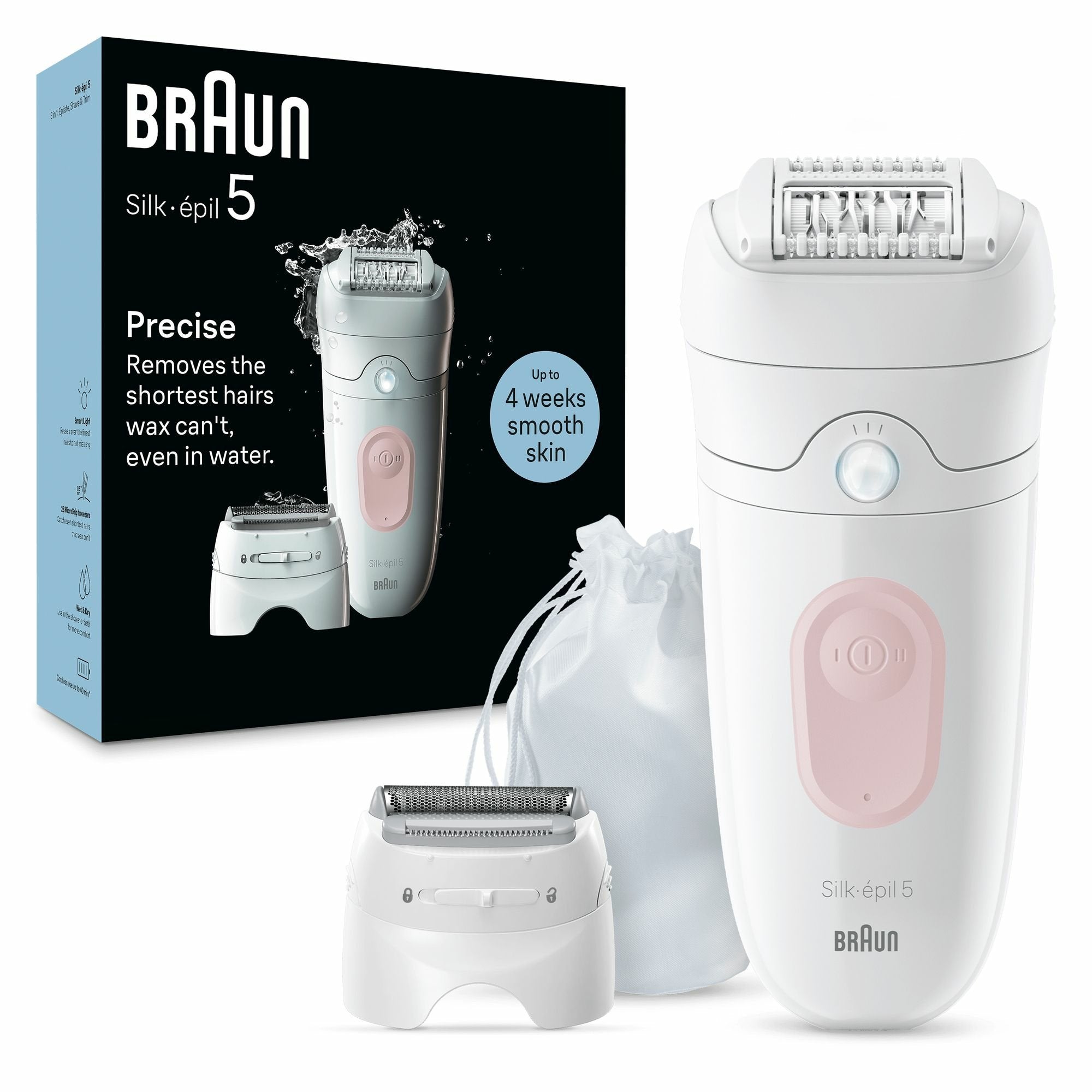 Depiladora Braun 7500435225045, Blanco/Rosa