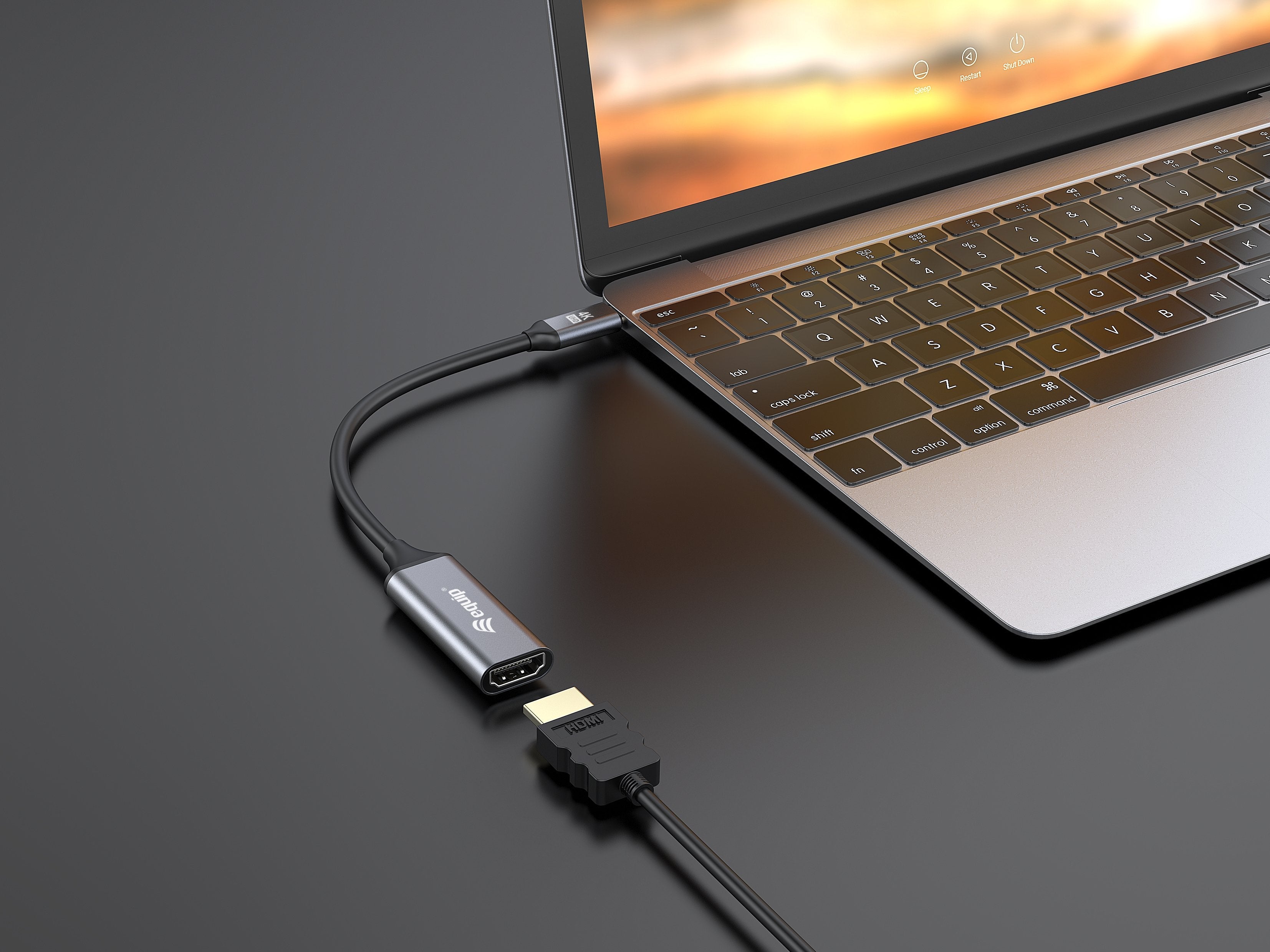 Equip 133491 Adaptador Usb-C -> Hdmi 2.0 4k60hz 0.15m Negro, Gris