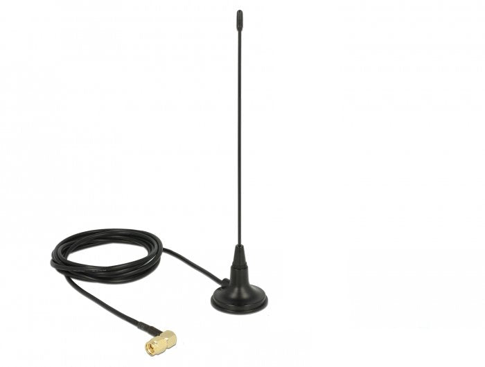 Delock 480 Mhz Antenne Sma Stecker 90° 2,5 Dbi Starr Omnidirektional Mit Magnetischem Standfuss Und Anschlusscable Rg-174 1,5 M Outdoor Schwarz