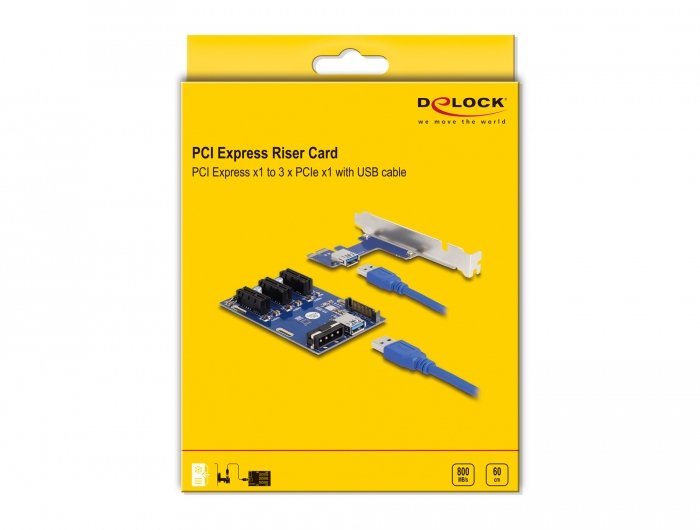 Delock Riser Karte Pci Express X1 Zu 3 X Pcie X1 Mit 50 Cm Usb Cable