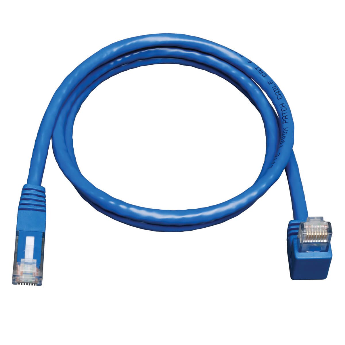 Eaton Tripp Lite Down-Angle Cat6 Gigabit Molded Utp Ethernet Cable (Rj45 Right-Angle Down M To Rj45 M), Blue, 3 Ft. (0.91 M)