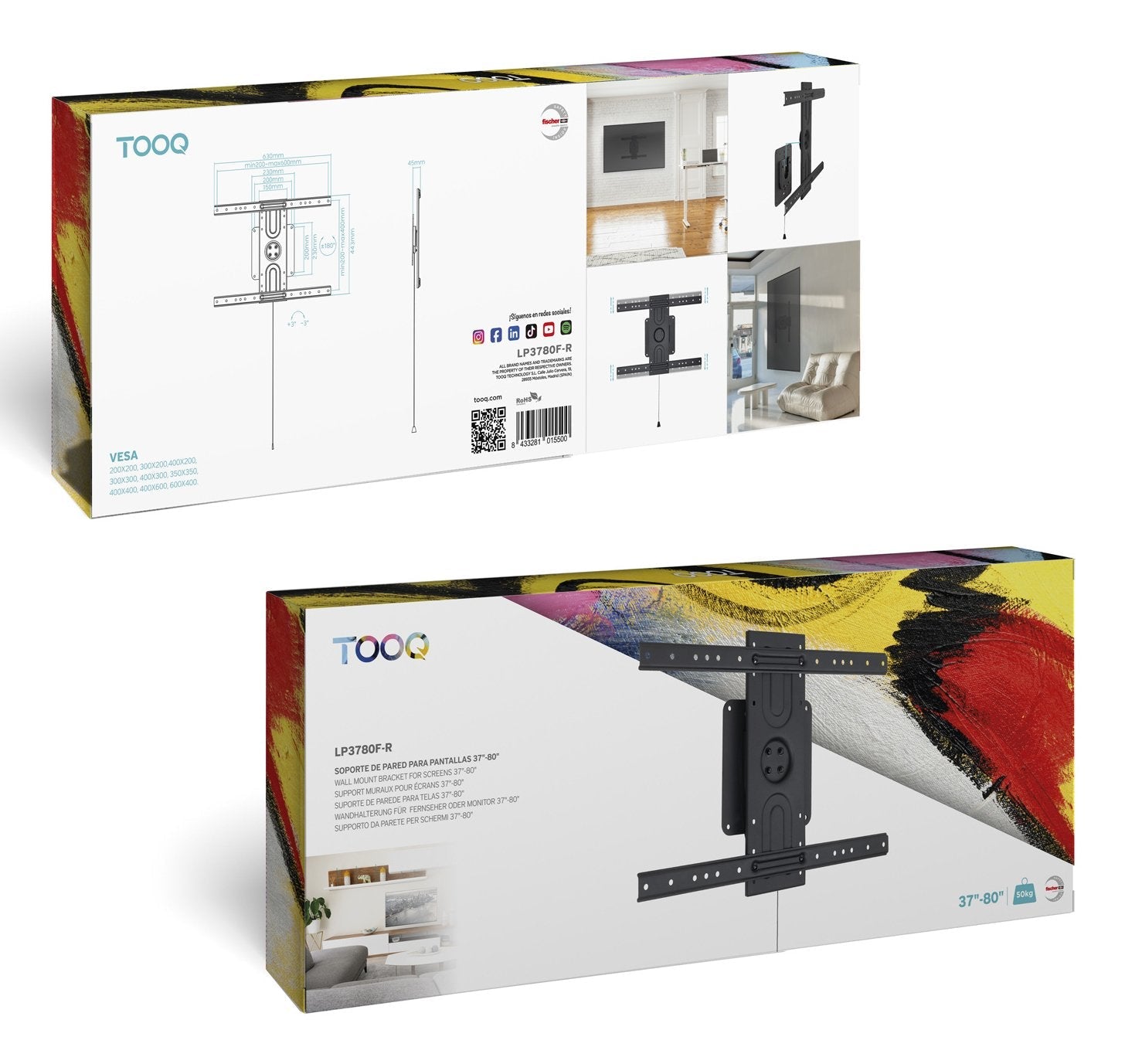 Soporte Pared 37-80 Rotación 360° Negro