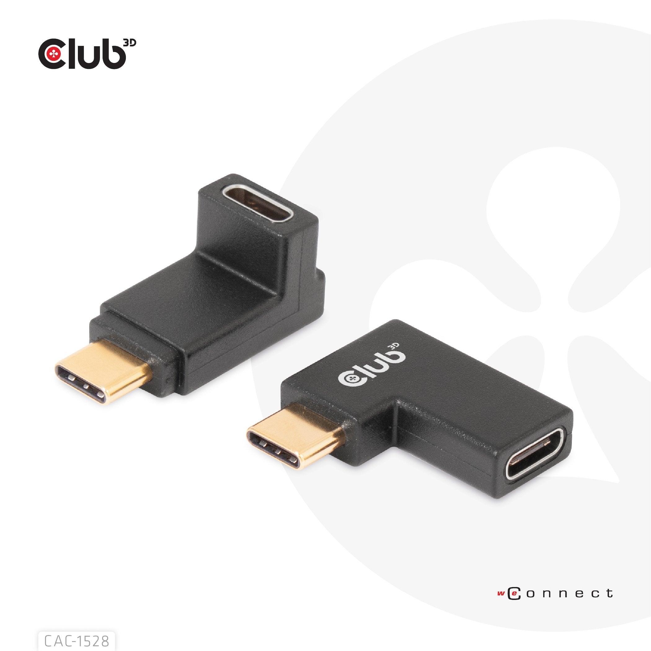 Adaptador Club3d Usb 3.2 Tipo C <> Usb 3.2 Tipo C En Ángulo M/H Retail