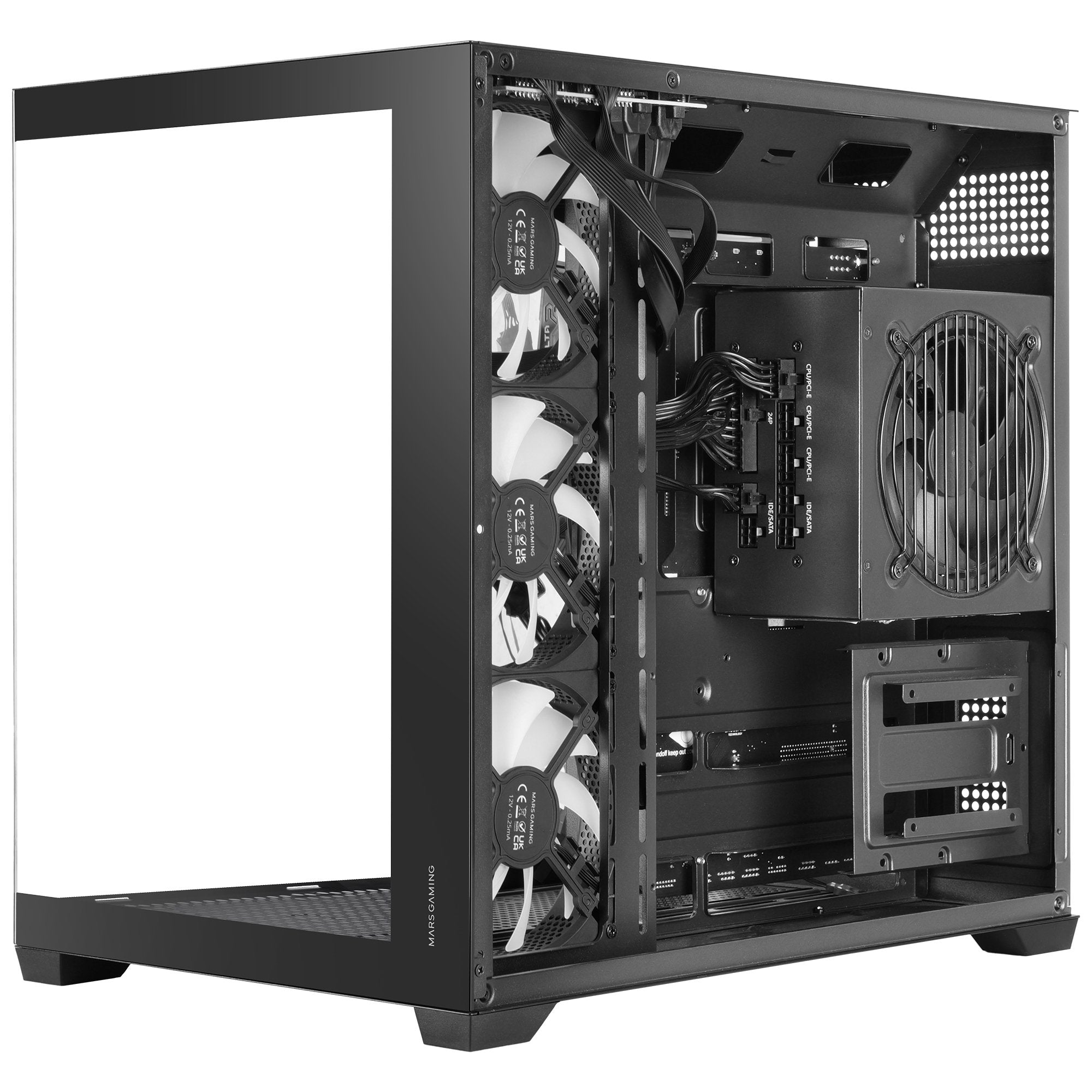Caja Pc Atx Mars Gaming Mcv5 Cristal Templado Panoramico Argb Gpu 416mm Negra