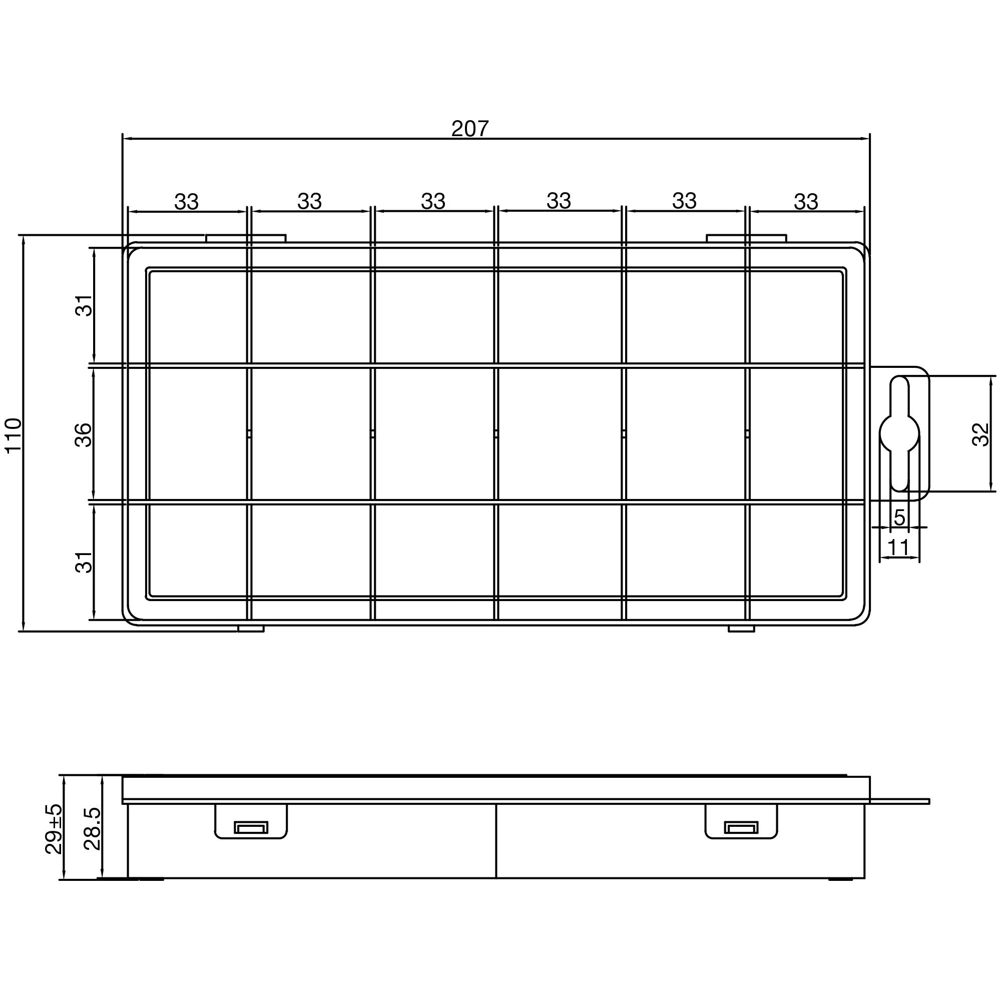 Inline® Small Components Box, 18 Compartments, 207x110x27mm, Orange