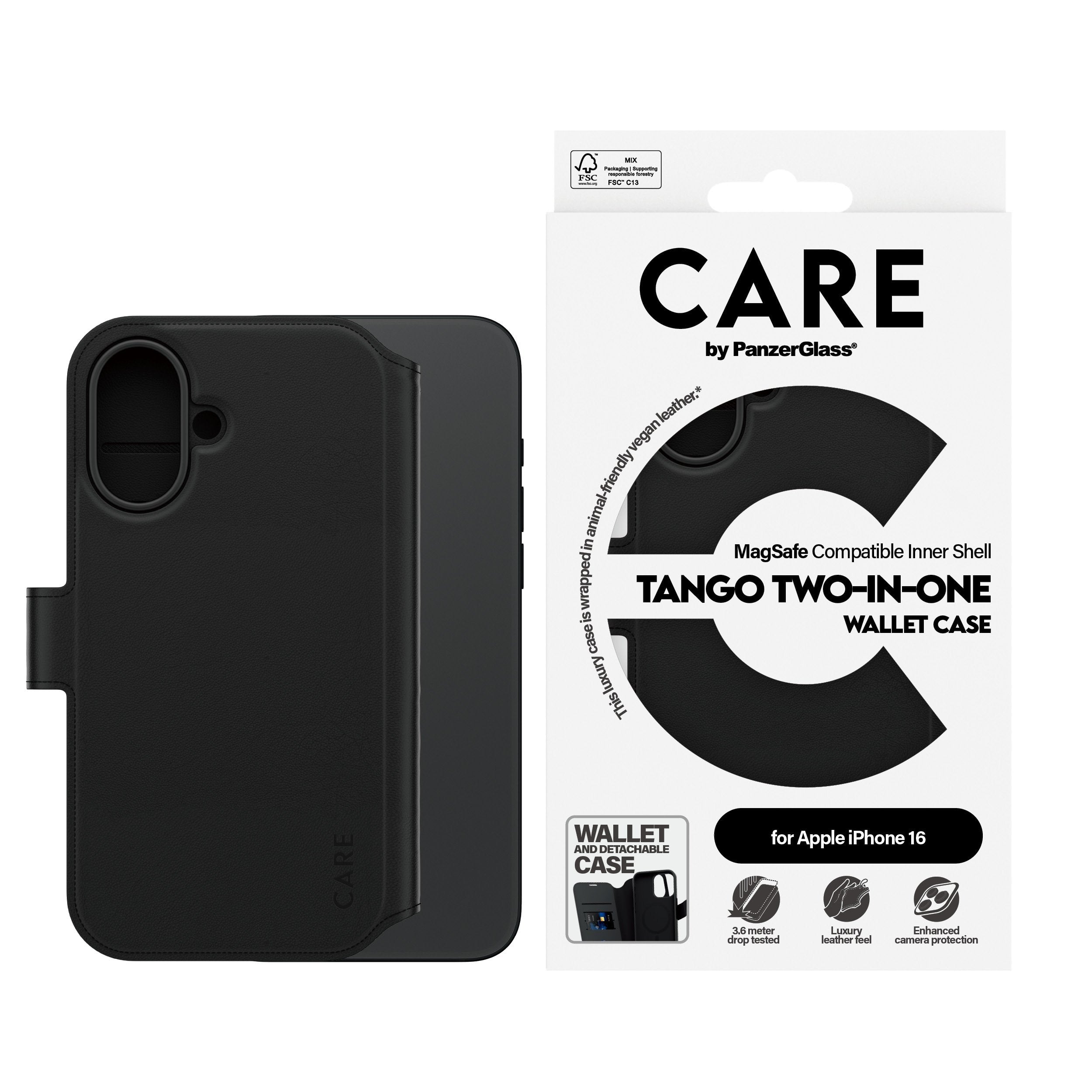 EAN 5715685003912 - PanzerGlass CARE™ by ® Tango 2-in-1 Wallet Case w. MagSafe iPhone 16 funda para teléfono móvil Negro imagen 2