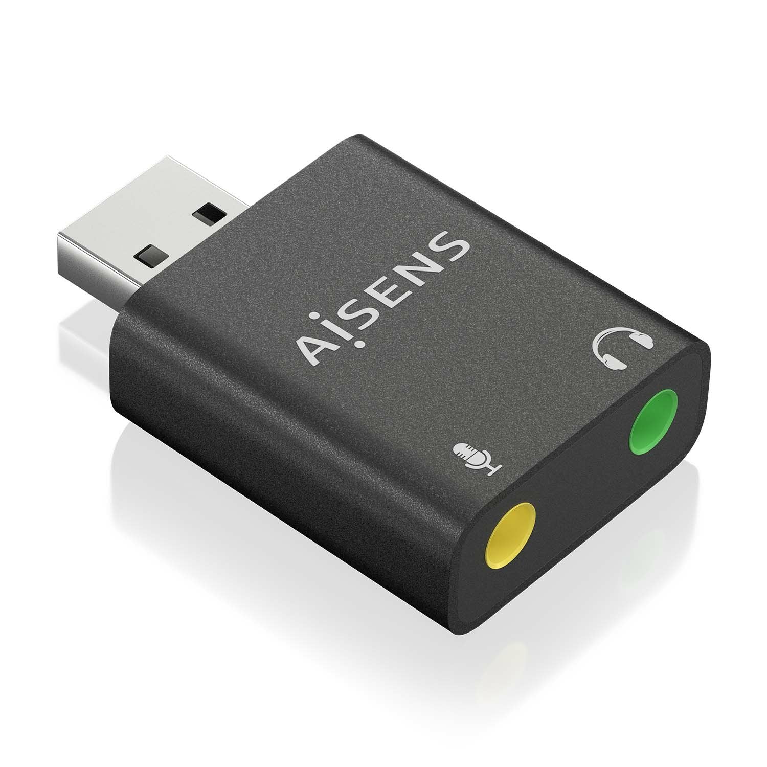 Aisens Conversor Usb-A A Audio 48khz - Usb-A/M-2xjack 3.5/H - Negro