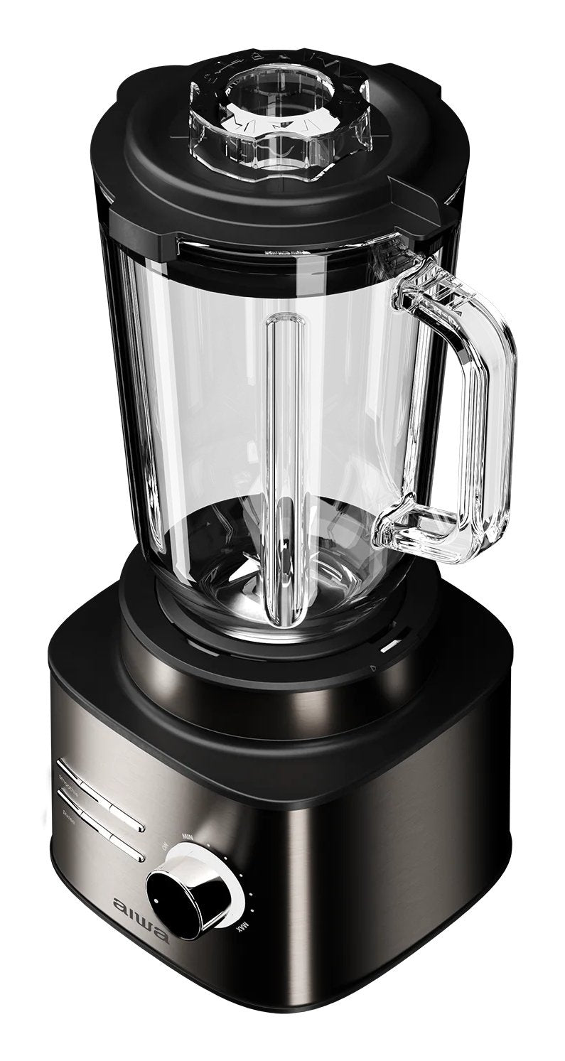 Batidora De Vaso Profesional Aiwa Saberu Atb-2500 2500w 6 Programas Jarra Cristal 1.5l Color Negro