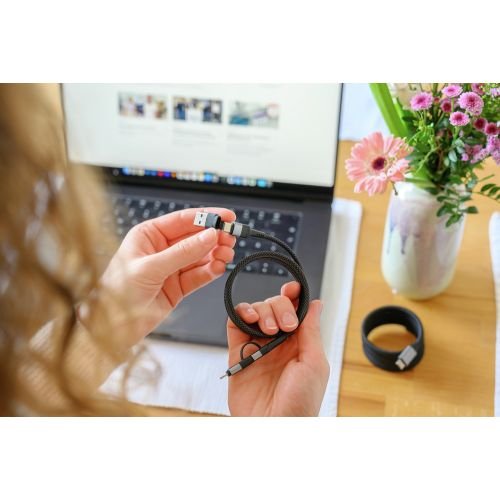 Ansmann Magnetisches 4in1 Ladecable (Negro, Usb-A / Usb-C / Lightning) 1700-0188