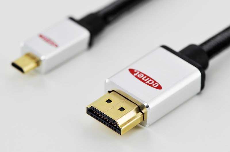 Ednet 84489 Cable Hdmi 2 M Hdmi Tipo D (Micro) Hdmi Tipo A (Estándar) Negro, Plata