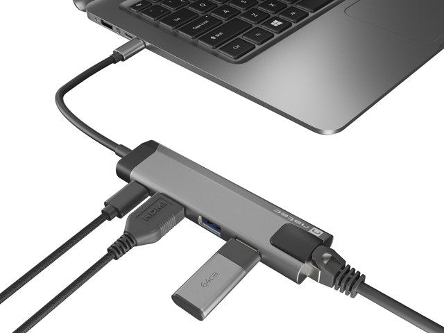Natec Multiport Fowler Go Usb-C -> Hub Usb 3.0 X2 Hdmi 4k Usb-C Pd Rj45