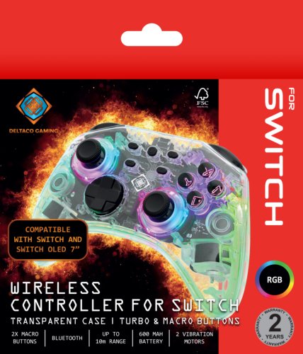 Deltaco Nintendo Switch Bluetooth Contr. Transparent