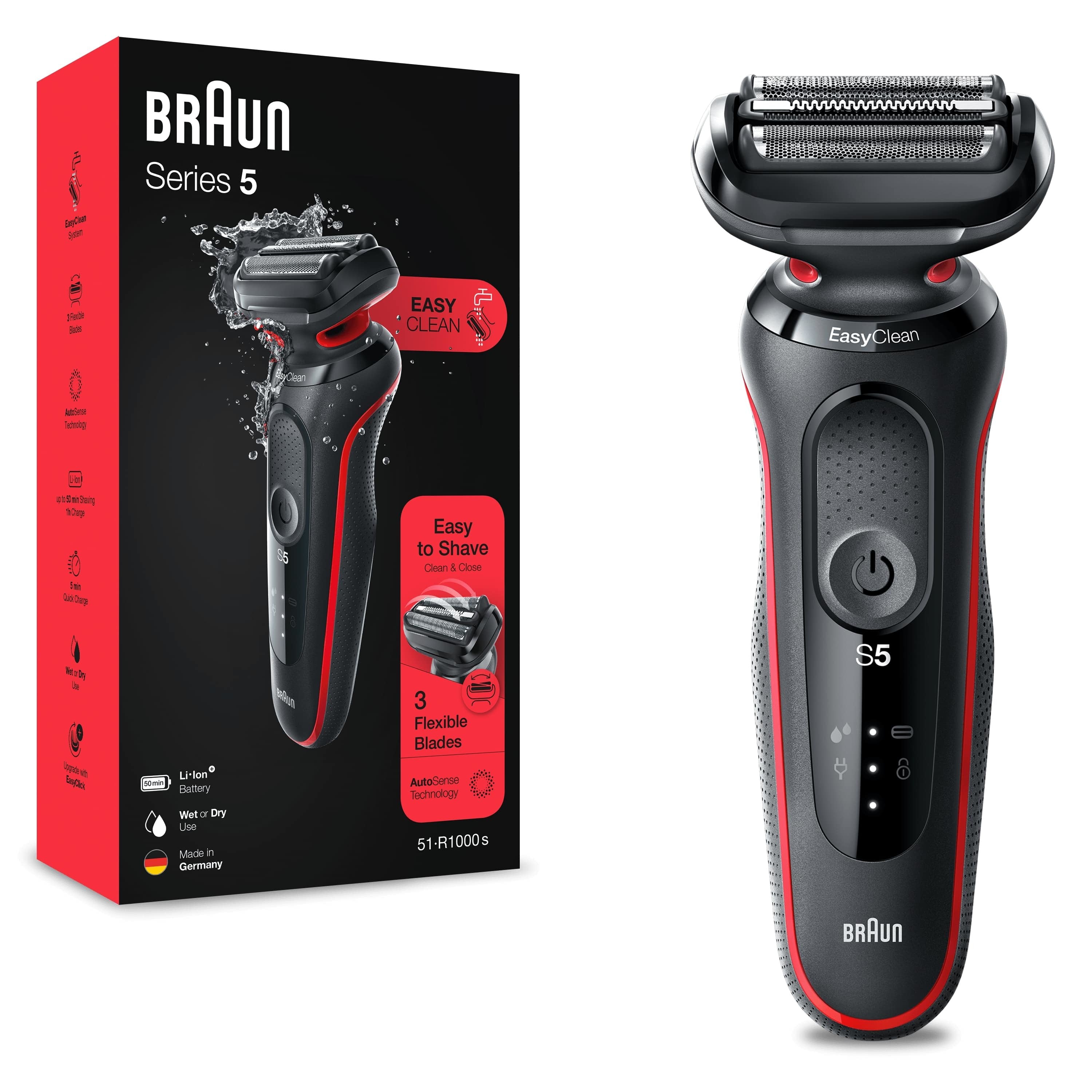 EAN 4210201430865 - Braun Series 5 50-R1000s Máquina de afeitar de láminas Negro, Rojo imagen 1