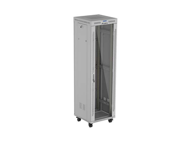 Lanberg Rack Cabinet 19" Free-Standing 42u 600x600 Flat Pack With Glass Door Lcd Grey V2