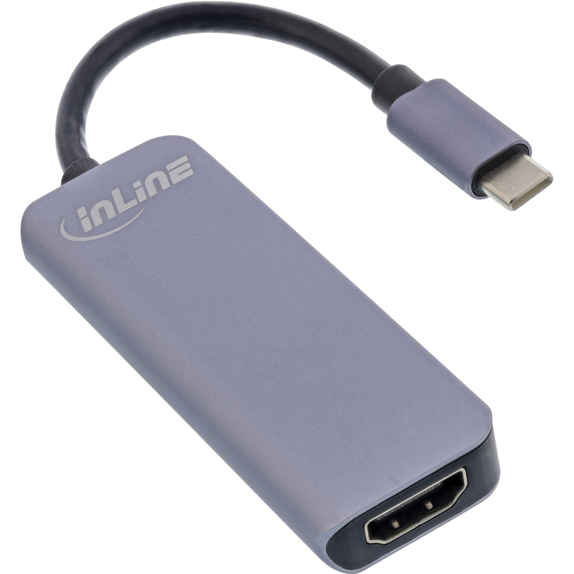 Hub Inline Usb 3.2 Gen.1, 2x Usb-A 5gbps + Hdmi 4k/30hz + Usb Type-C Pd 87w, Aluminio, Gris