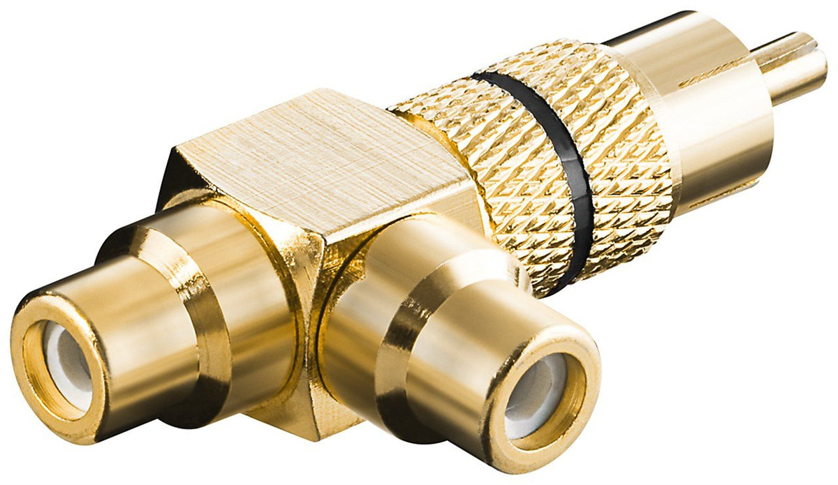 Goobay 11387 Cambiador De Género Para Cable Rca 2 X Rca Negro, Oro