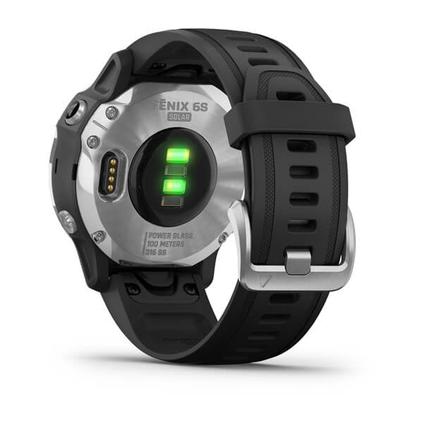 Reloj Deportivo Con Gps Garmin Fénix 6s Solar Plata/Negro Pantalla 30.4mm Carga Solar Frec Cardiaca Pulsioximetro 10atm Multisport