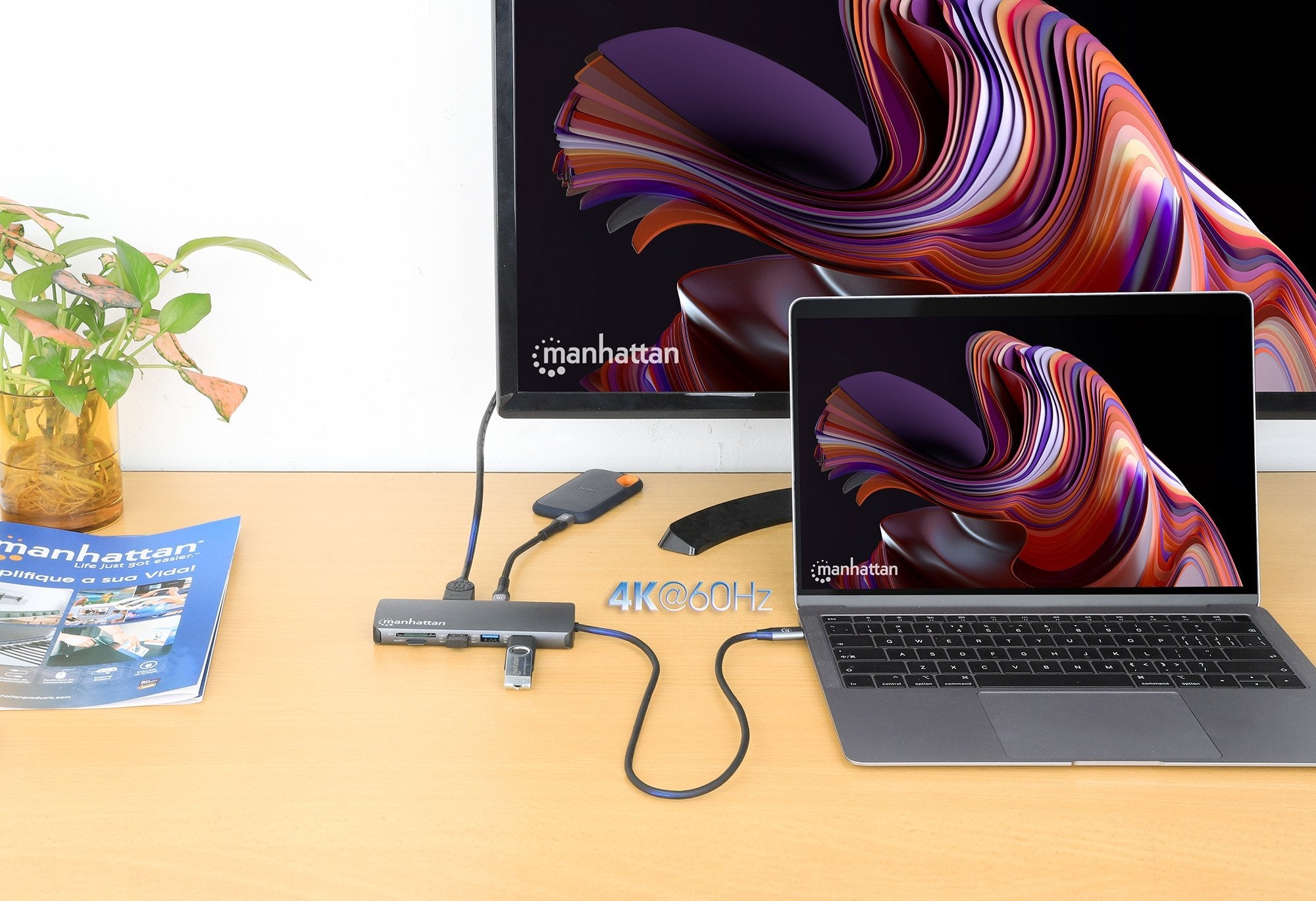 Manhattan Usb-C Pd A Hdmi 9-In-1 4k Dockingmation Gris
