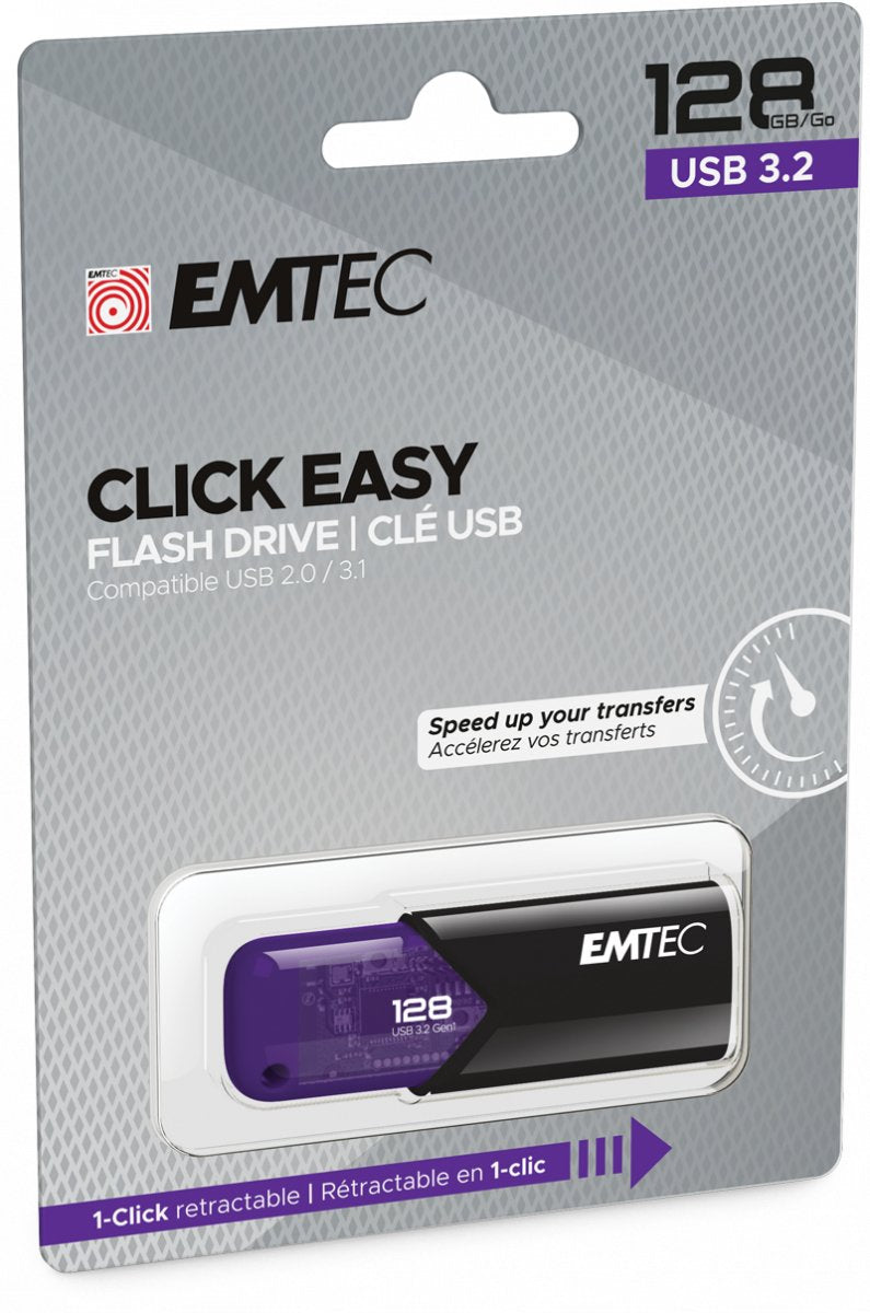 EAN 3126170173188 - Emtec Click Easy unidad flash USB 128 GB USB tipo A 3.2 Gen 1 (3.1 Gen 1) Negro, Violeta imagen 3