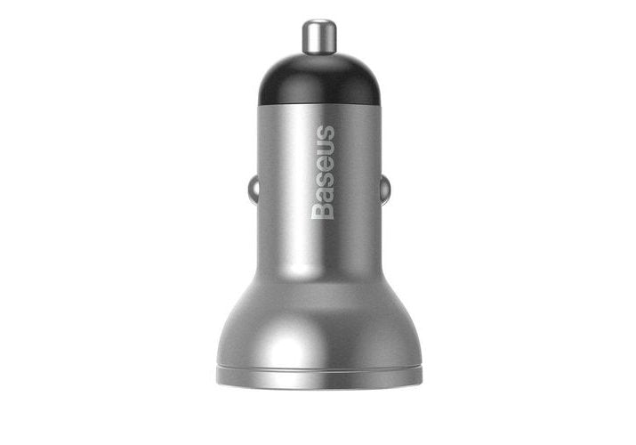 Baseus Car Charger Digital Display Dual Usb 4.8a 24w Silver (Ccbx-0s)