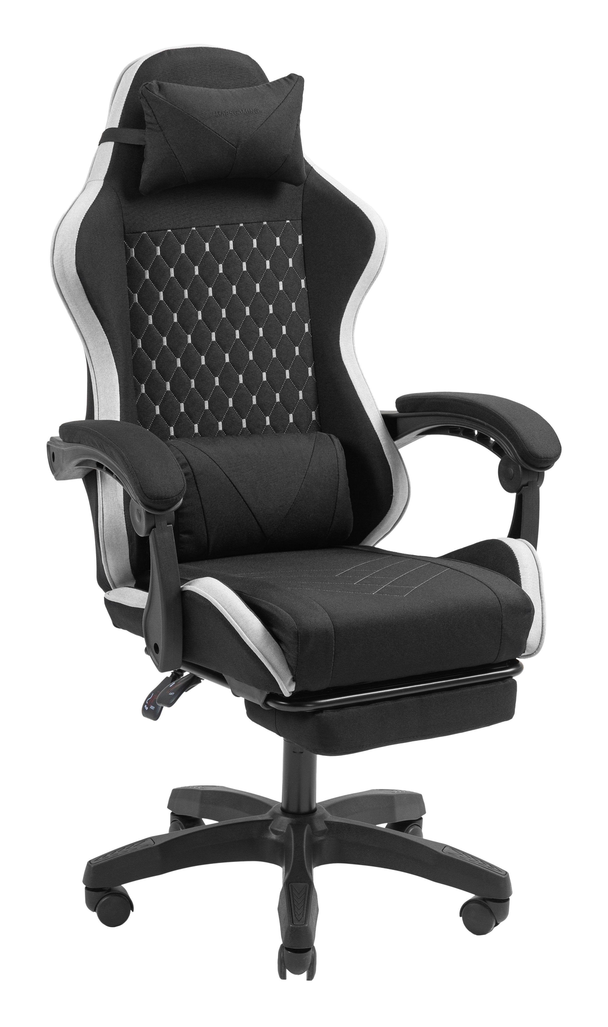Silla Gamer Mars Gaming Mgcxfgrbl Negra Y Blanca Reclinable Reposabrazo Ajustable Reposapies Cojines