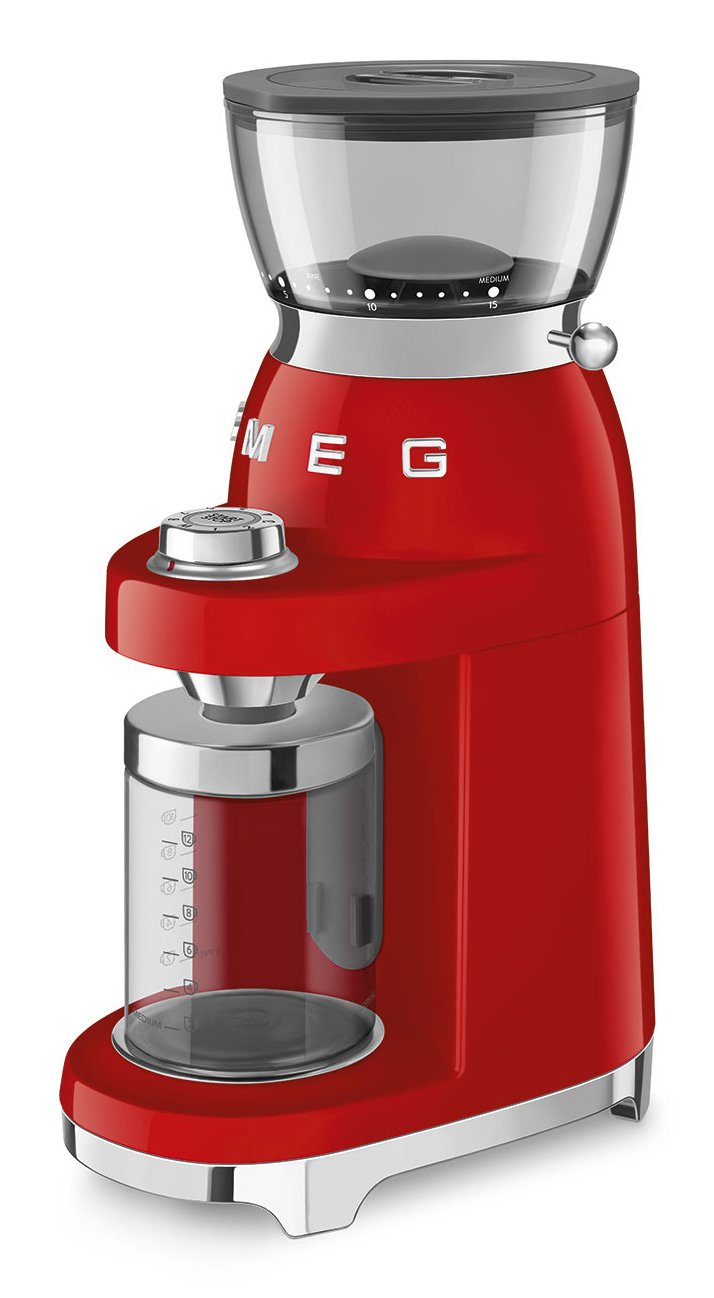 Molinillo De Café Smeg Cgf03rdeu, 15 Niveles De Molienda, Depósito De 240 G, 150 W, Rojo