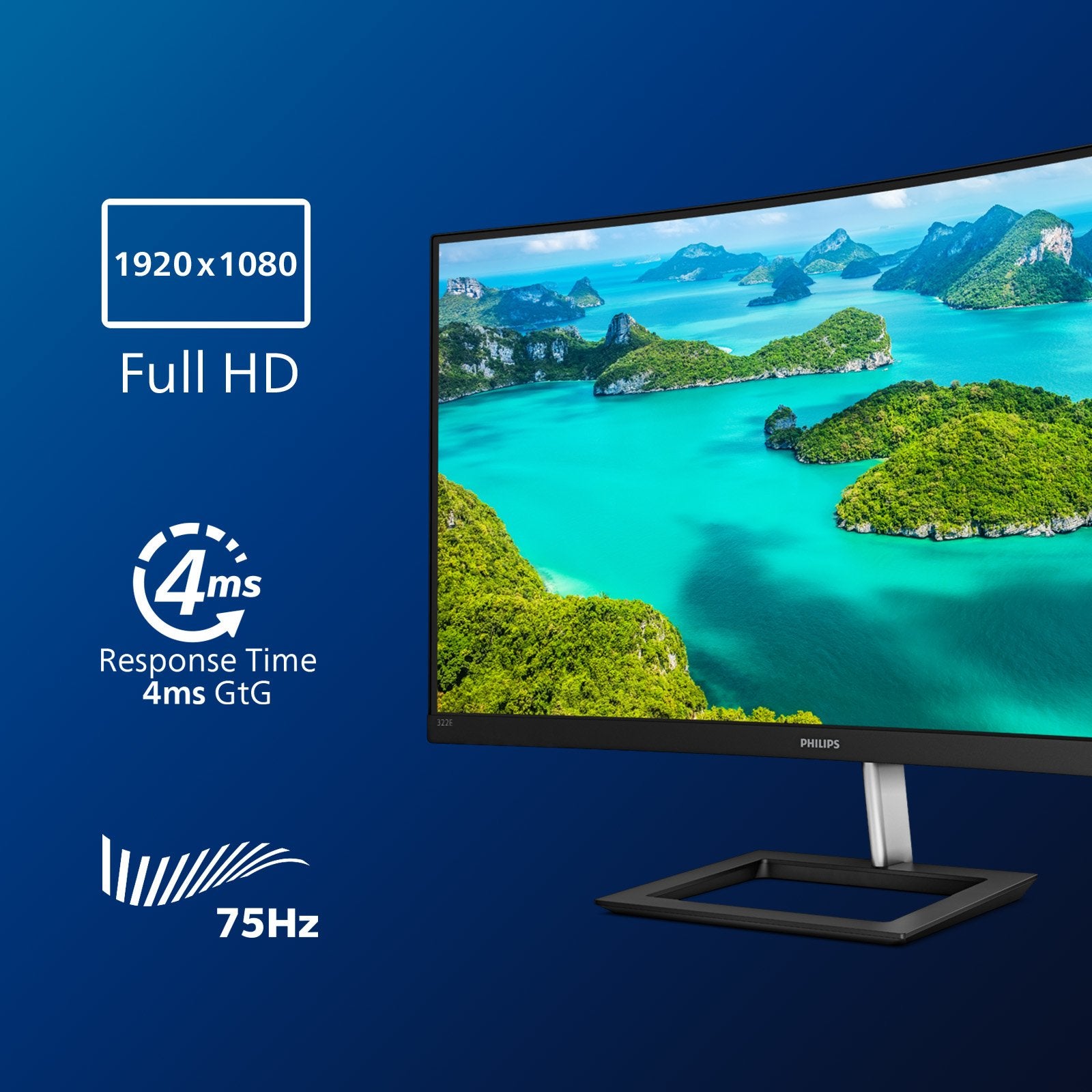 EAN 8712581758479 - Philips E Line 322E1C/00 pantalla para PC 80 cm (31.5") 1920 x 1080 Pixeles Full HD LCD Negro imagen 3