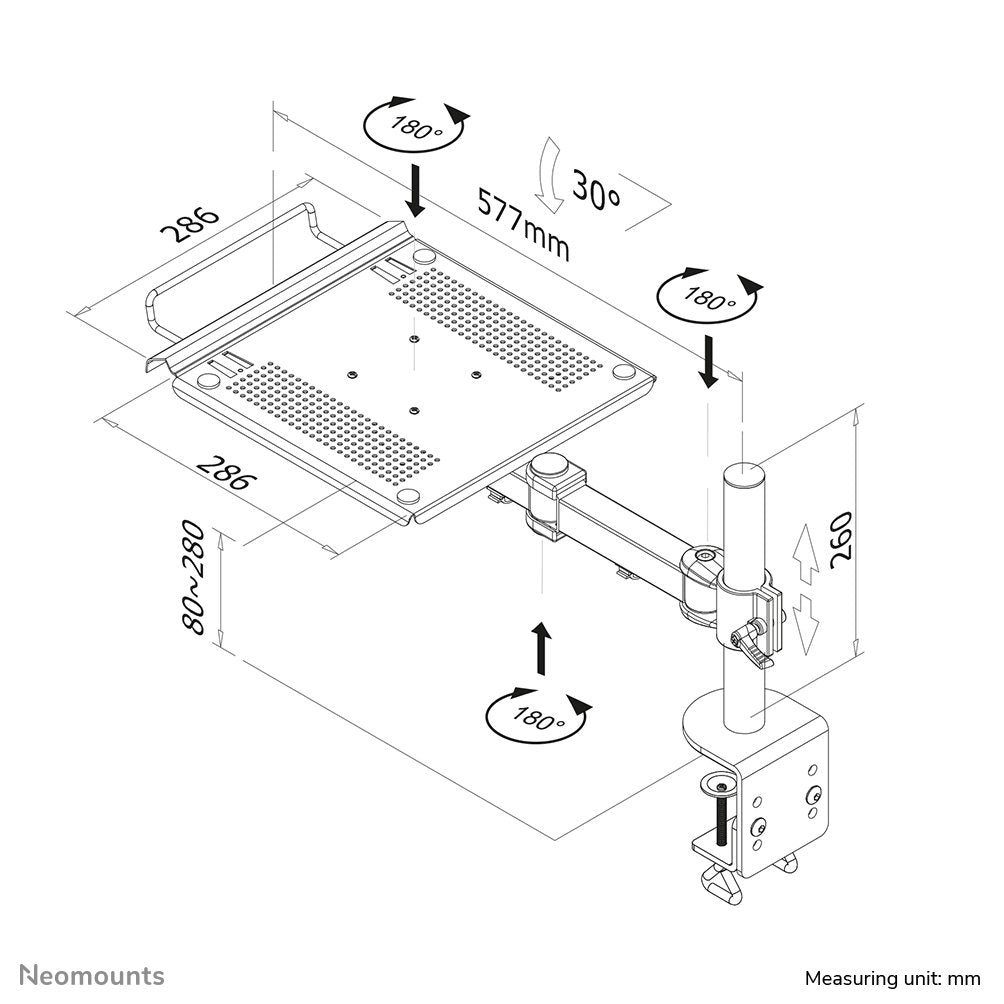 Soporte De Escritorio Para Portátil Newstar Notebook-D100 (Escritorio, Giratorio, Inclinable; Máx.15 Kg)