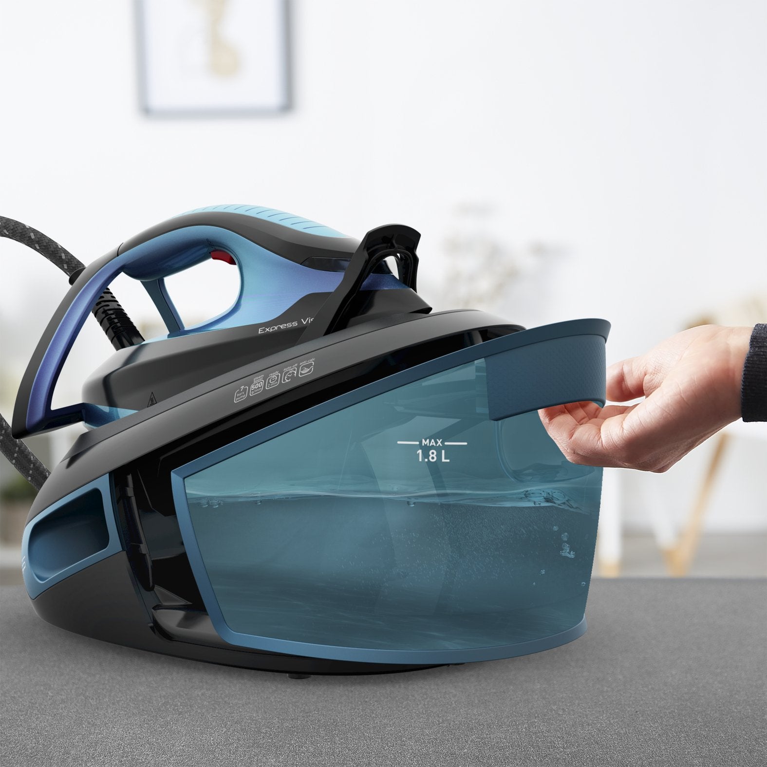 EAN 3121040086414 - Tefal Express Vision SV8151 2800 W 1,8 L Durilium AirGlide Autoclean soleplate Azul, Negro imagen 11