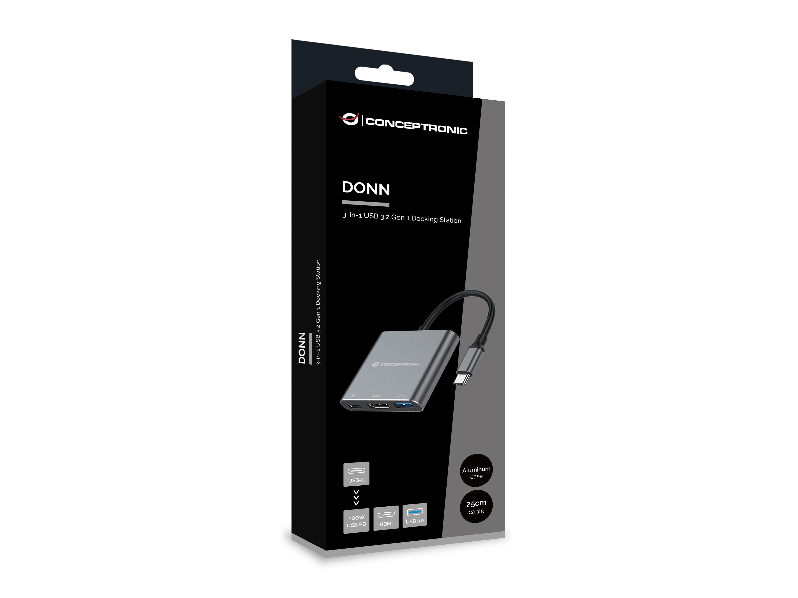 Adaptador Usb-C 3en1 Conceptronic Donn018 Hdmi Usb -A 3.0 Usb-C Pd 100w A