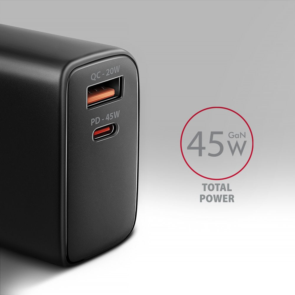 EAN 8595247907905 - Axagon ACU-PQ45 QC 3.0, 4.0/AFC/FCP/PPS/PD, 45W, schwarz - Netzladegerät mit USB-A und USB-C Schnittstell imagen 2